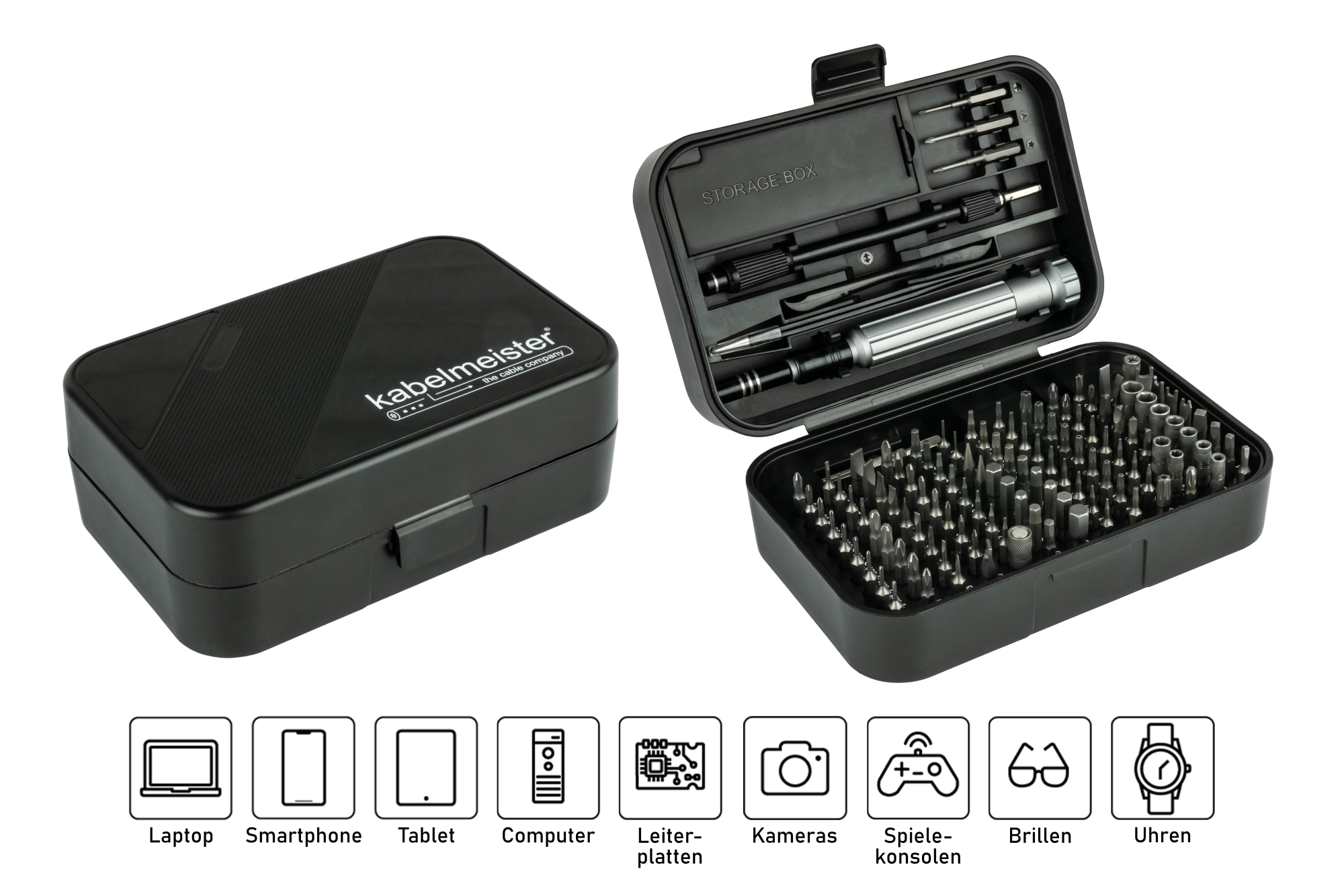 kabelmeister® Precision screwdriver set, 150 pieces, including 117x C4 bits, 3x C3 bits