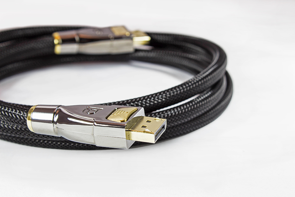 Connection cable DisplayPort 1.3, 5K (5120x2880) / UHD, 24K gold-plated contacts, OFC, nylon braided black, 1m, PYTHON® Series