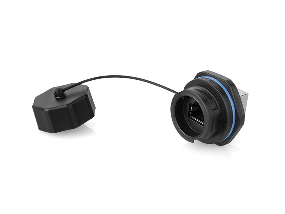 Industrial connector S6 - RJ45 feed-through coupling, RJ45 socket on both sides, bayonet, Good Connections®