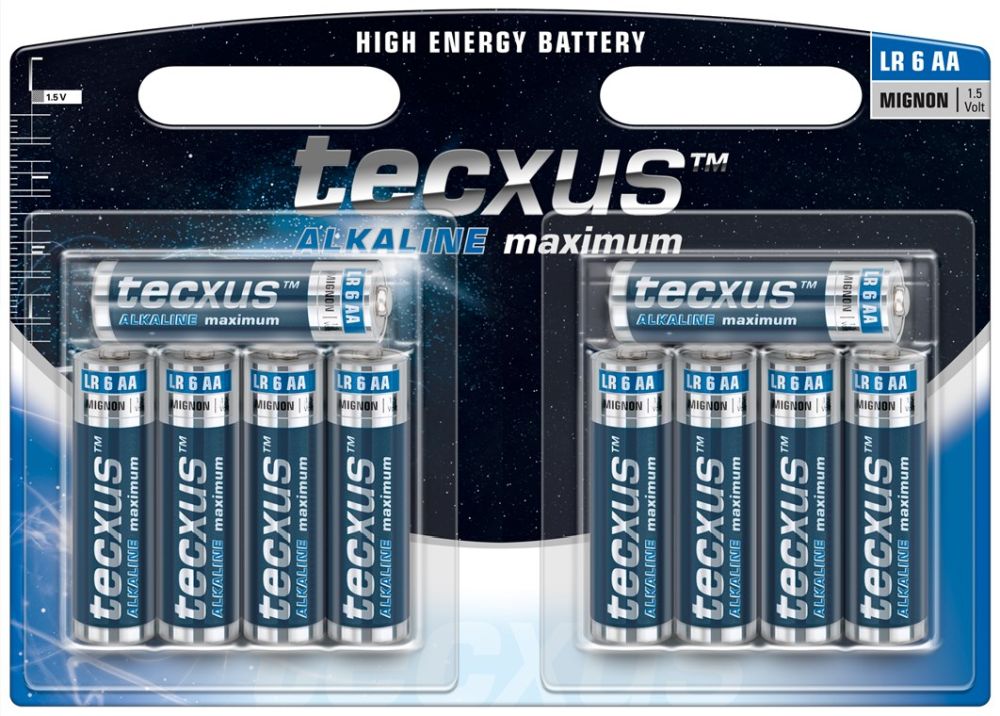 Tecxus® Batterie (High Energy) Alkali Mignon LR 6  (AA) 1,5V, 8er Pack in Blister (2 for free)