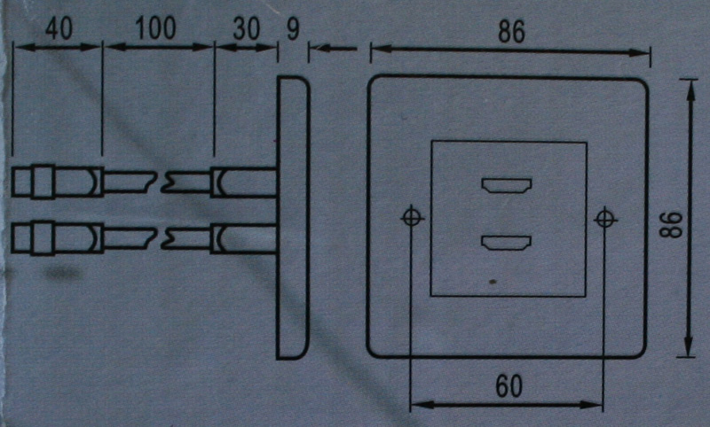 HDMI-Einbaurahmen/Anschlussdose, mit 2 HDMI Anschlüssen