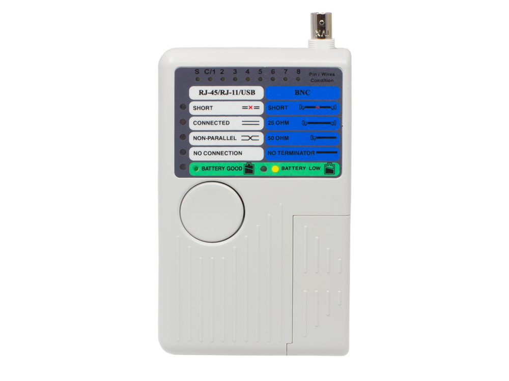 Remote cable tester for RJ45, RJ11, UTP/STP/BNC/USB, Good Connections®