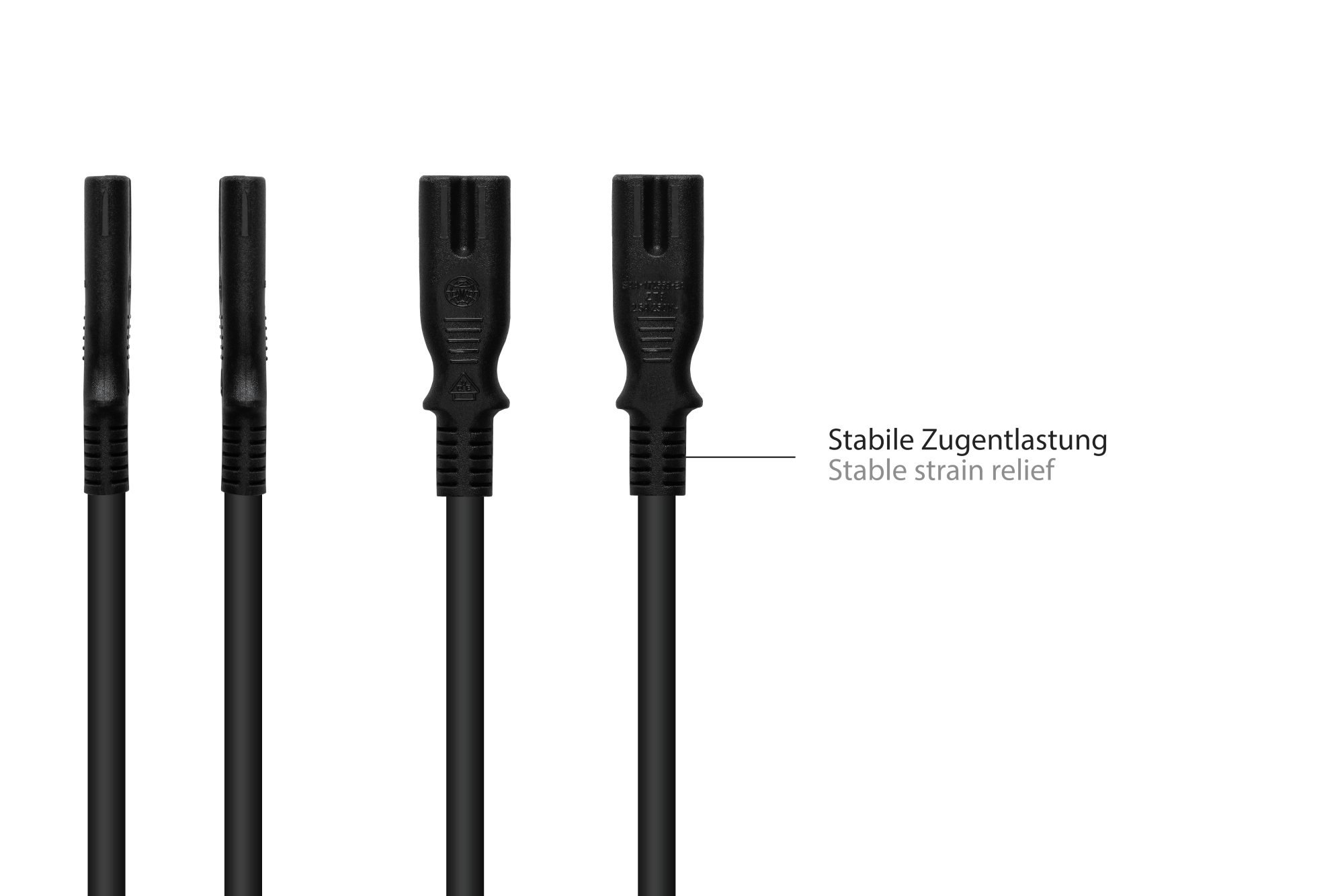 Euro-Netzkabel Euro-Stecker Typ C (gerade) an C7/Euro 8 Buchse (gerade), schwarz, 0,75 mm², 0,5 m, Good Connections®