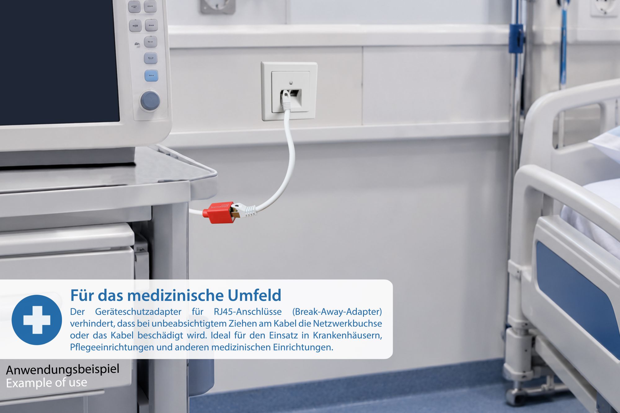 Geräteschutzadapter für RJ45-Anschlüsse (Break-Away-Adapter), weiß, 20cm, Good Connections®