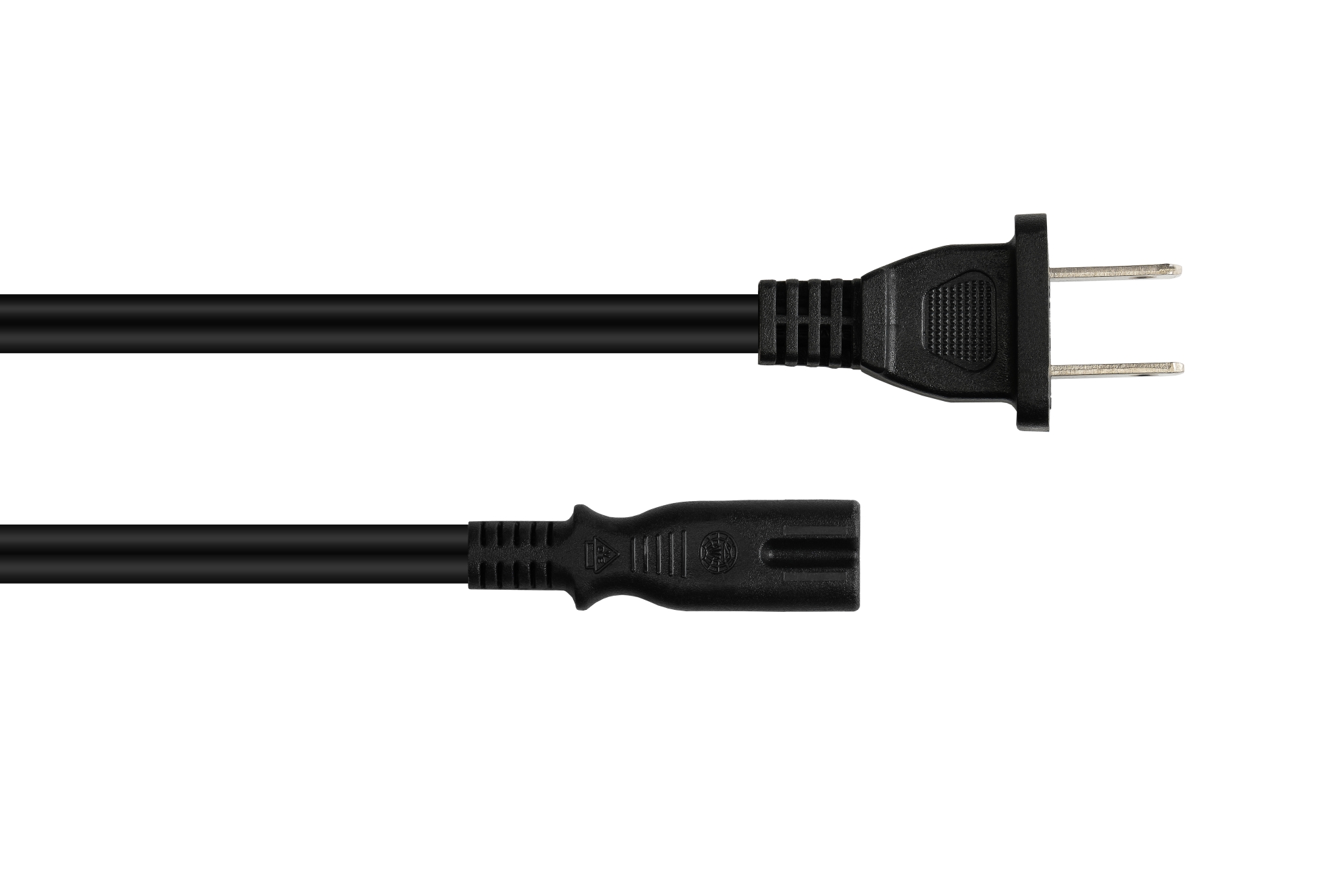 kabelmeister® Netzkabel Amerika/USA Typ A (NEMA 1-15P) an C7/Euro 8 Buchse (gerade), UL, schwarz, AWG18, 1,8 m