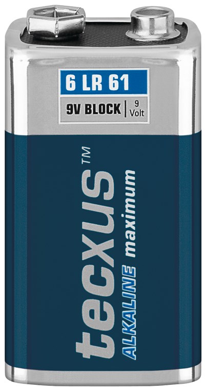 Tecxus® Batterie Alkali 9-Volt Block, 1er Blister