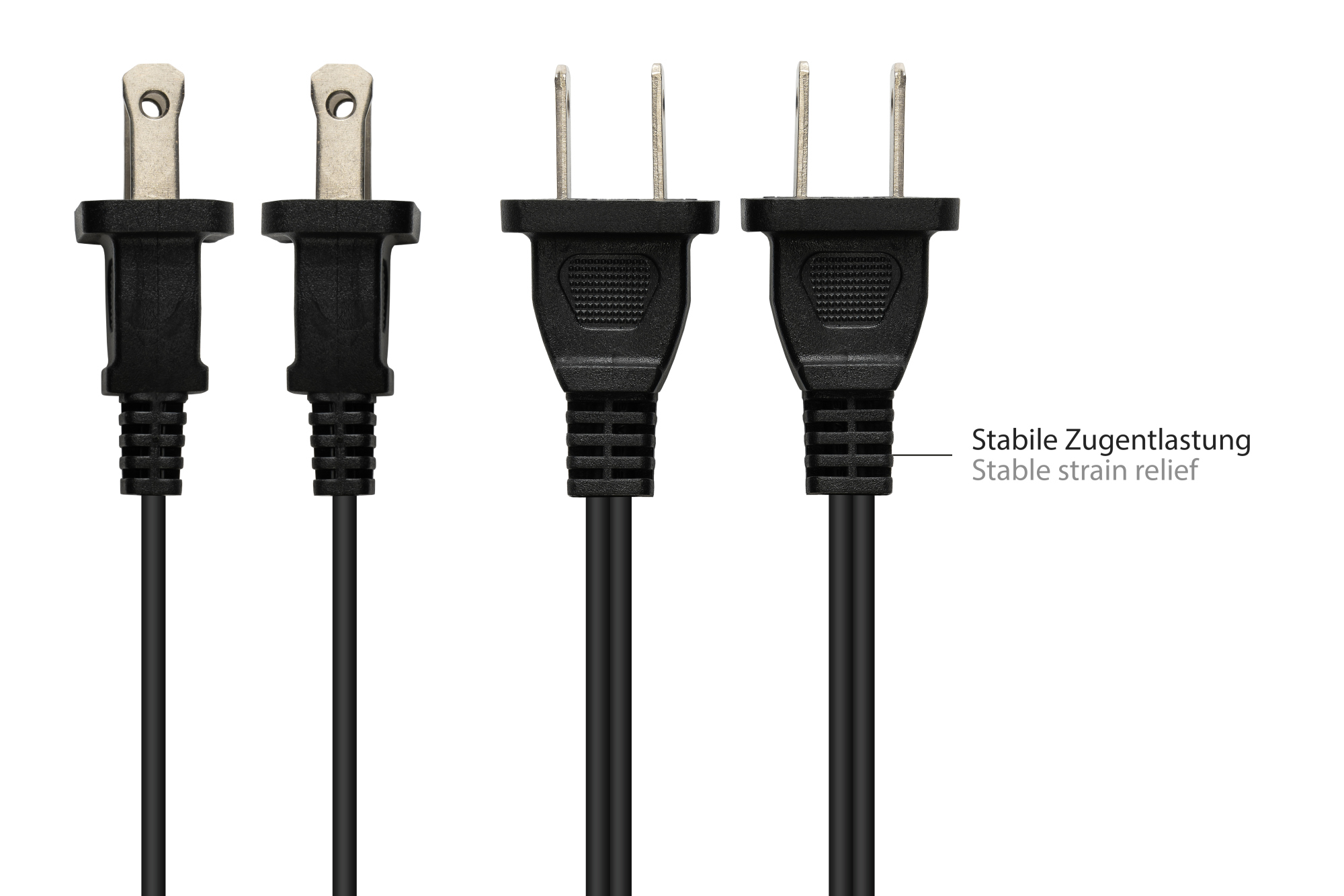 Power cord America/USA Typ A plug (NEMA 1-15P) to C7/Euro 8 socket (straight), UL, black, AWG18, 1,8 m, Good Connections®