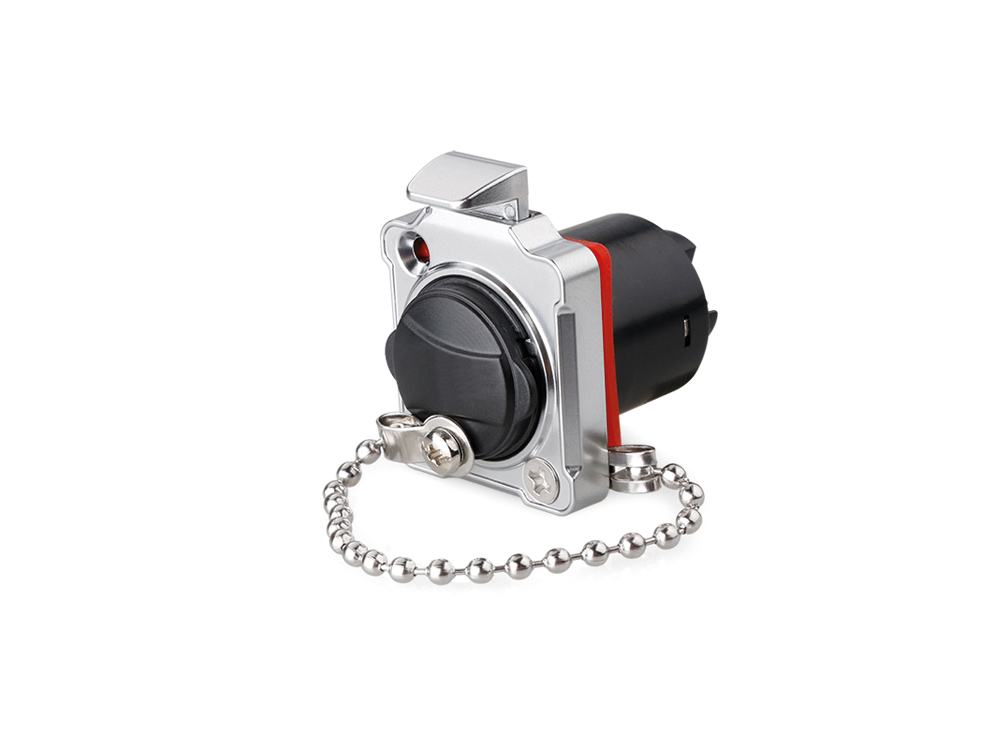 Industrie-Steckverbinder S2 - Power (3-Pin) Durchführungskupplung mit Arretierung und Flansch, Schraubanschluss, Metall, M24, IP67, Good Connections®