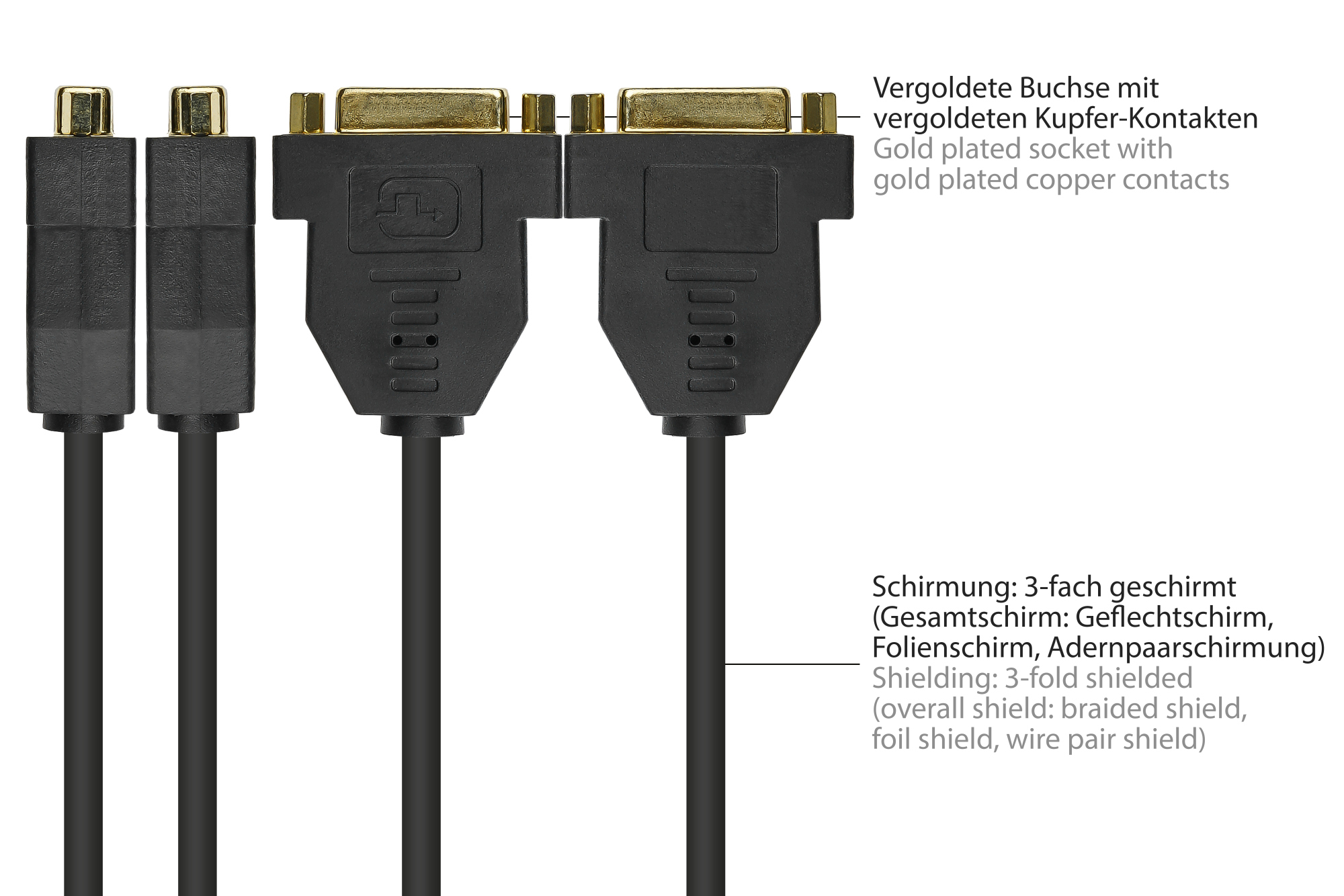 Adapterkabel DisplayPort 1.2 plug to DVI-I 24+5 socket, black, 0,2m, Good Connections®