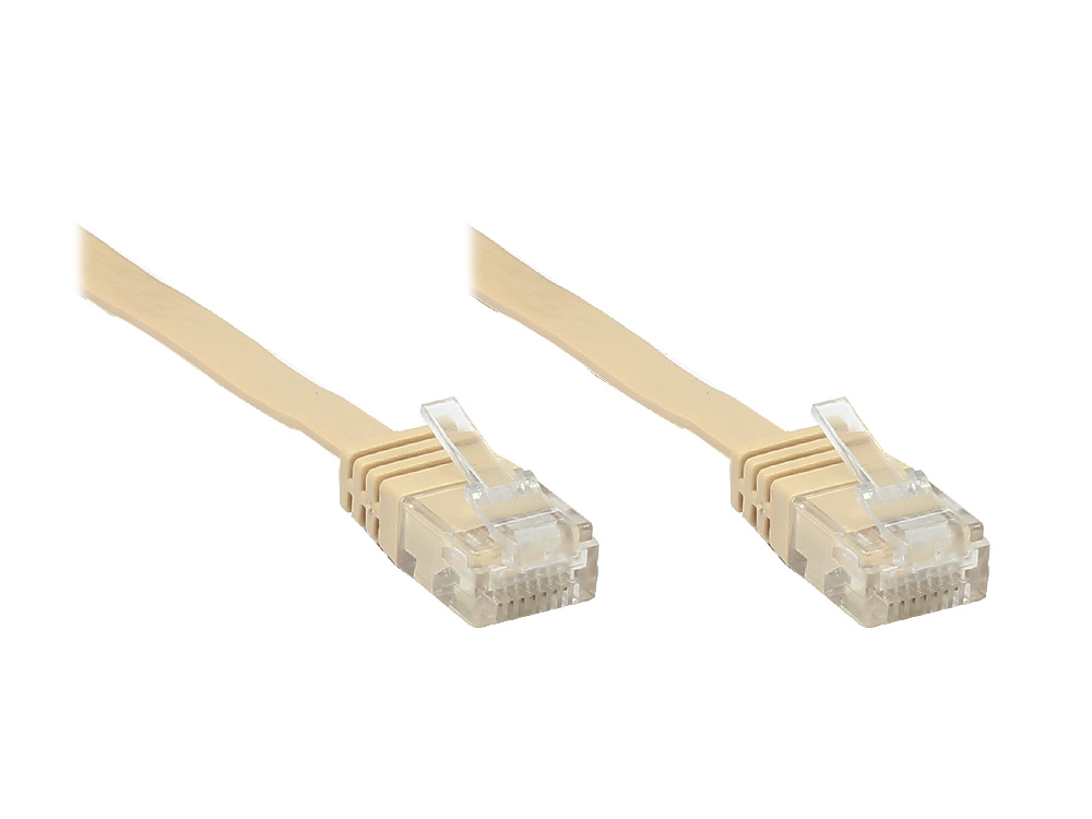 Patchkabel, Cat. 6, U/UTP, FLACHKABEL, 10m, hellbraun, Good Connections®
