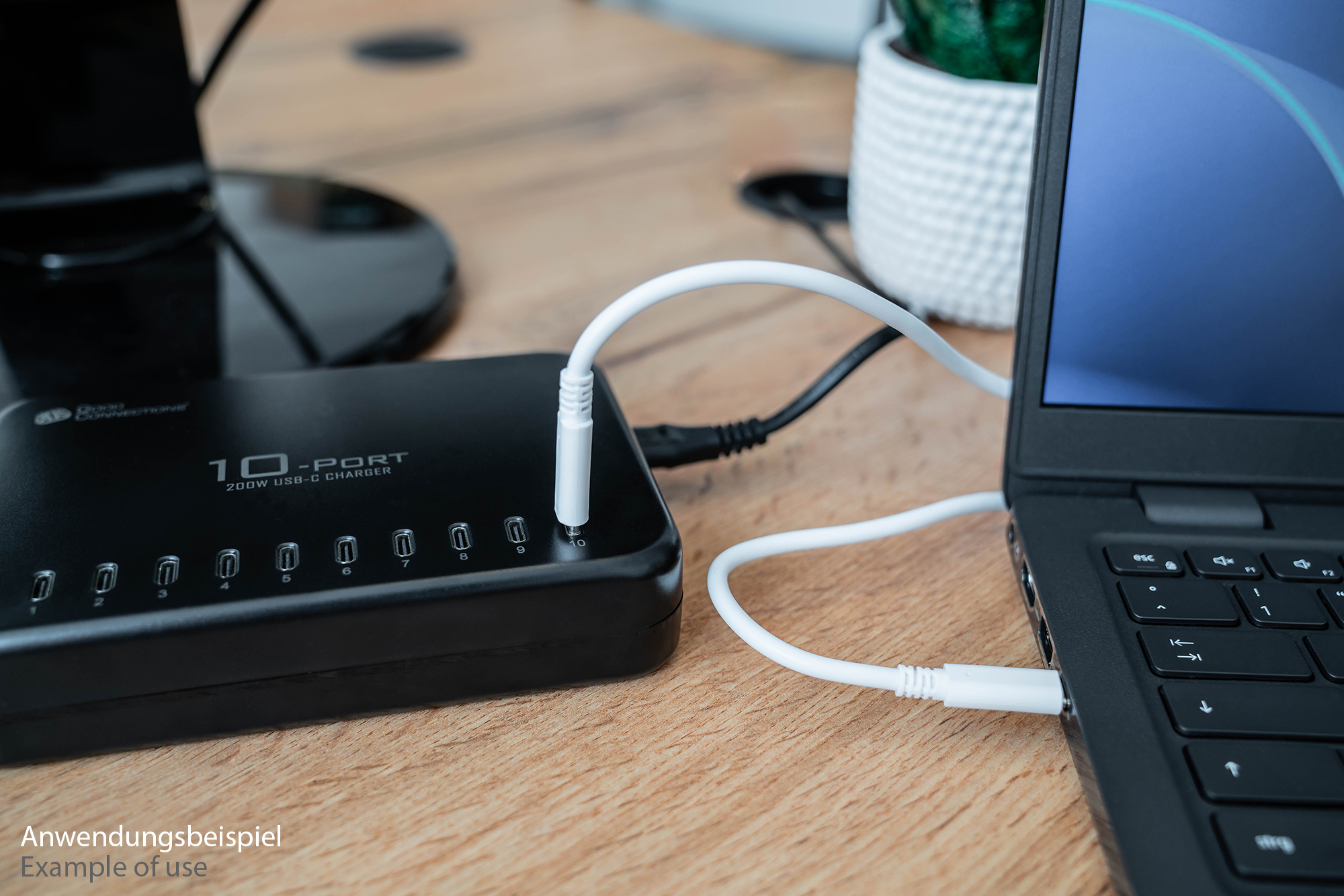USB desktop fast charging station 200W, 10-port (10x USB-C™), black, Good Connections®