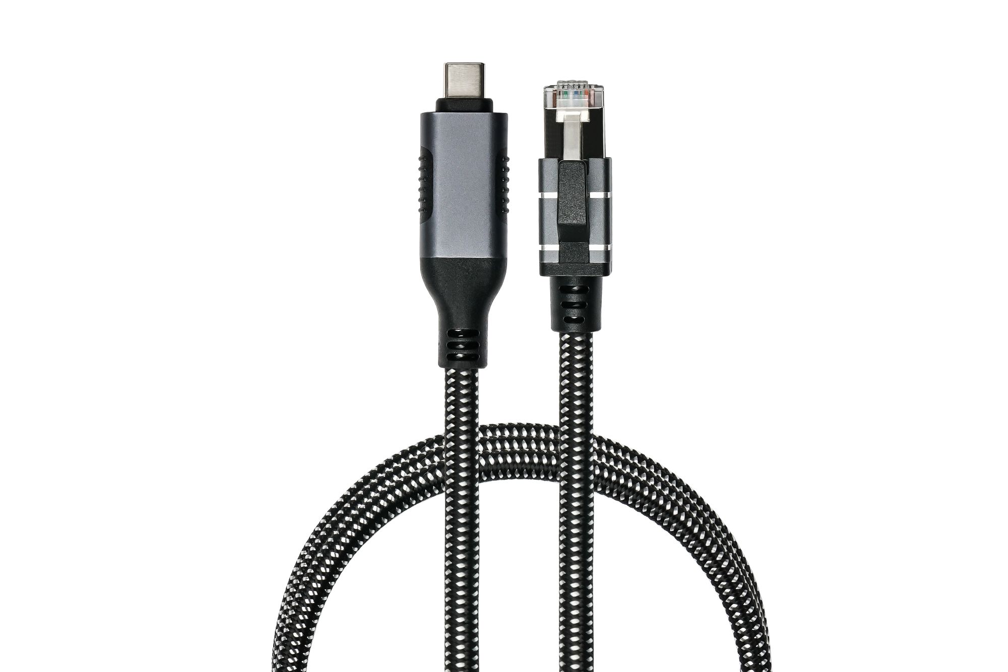 Ethernet-Kabel USB-C™ Stecker an RJ45 Stecker, Textilmantel, anthrazit, 7,5m, Good Connections®