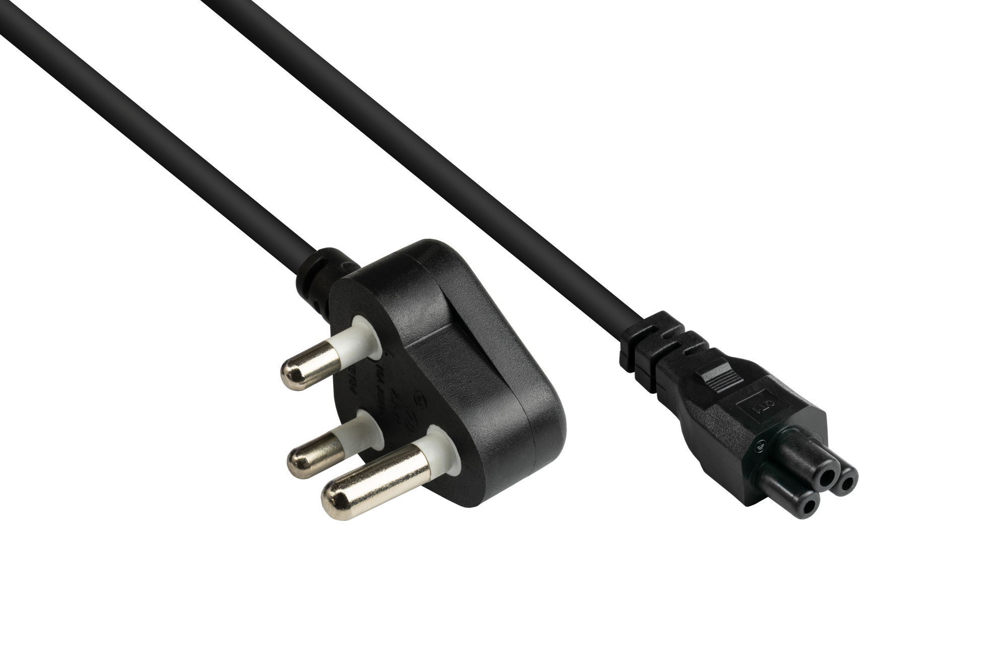 Power cord Southafrica Typ M plug to C5 for Notebook, black, 0,75 mm², 1,8 m, Good Connections®