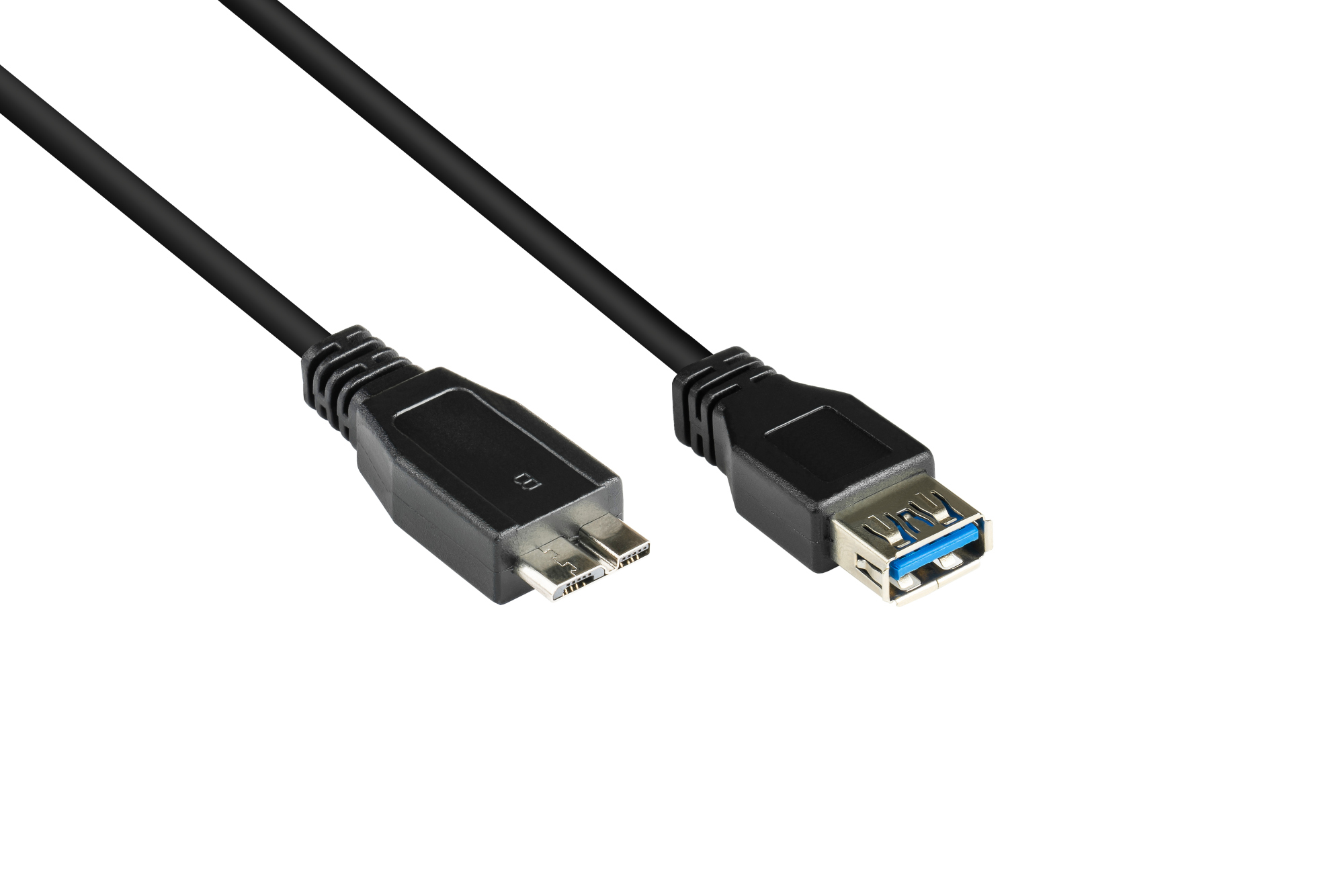 Adapterkabel USB 3.0 OTG (On-the-go), plug Micro B to socket A, black, 0,1m, Good Connections®