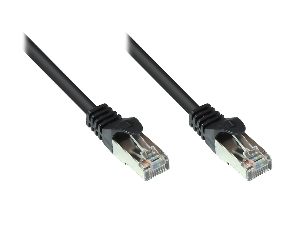 RNS® patch cable with snag-proof boot, Cat. 5e, SF/UTP, PVC, 100MHz, black, 5m, Good Connections®