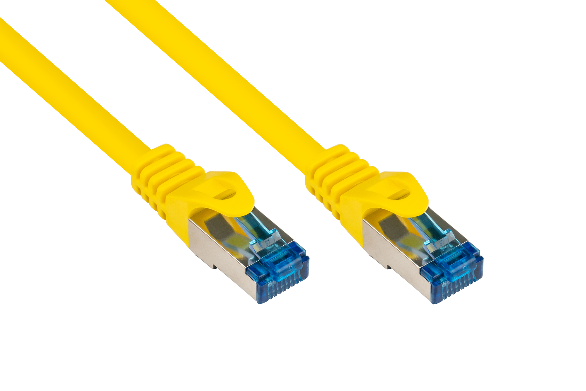 RNS® Patchkabel mit Rastnasenschutz, Cat. 6A, S/FTP, PiMF, halogenfrei, 500MHz, gelb, 0,25m, Good Connections®
