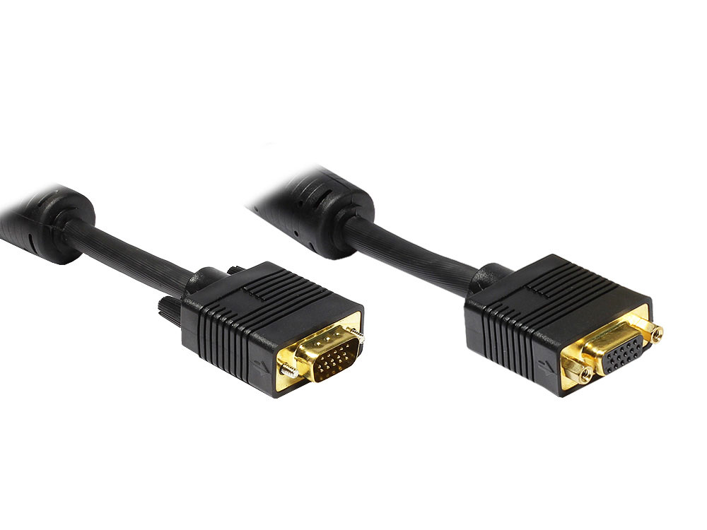 Verlängerung S-VGA Stecker auf Buchse, schwarz, 5m, Good Connections®
