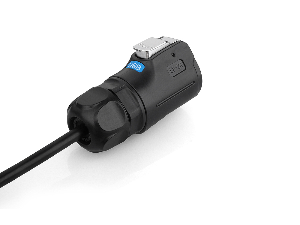 Industrial Connector S1 - USB 3.0 cable, Plug A with click locking to Plug A, M24, IP65/67, 0,5m, Good Connections®