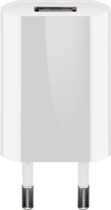 USB-Ladegerät, 1 Port, 1A, flache Bauform, inkl. Anschlusskabel USB Stecker A an USB-C™ Stecker, weiß, 1m