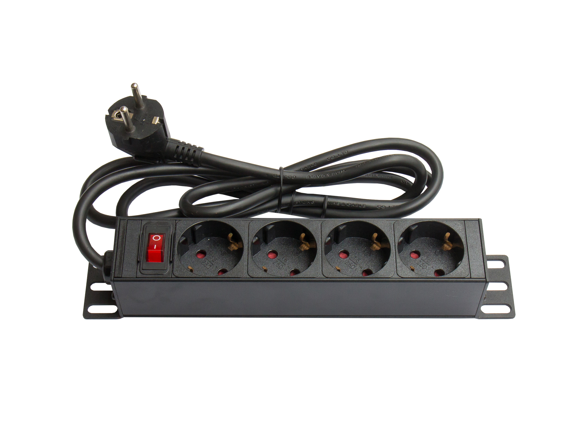 Steckdosenleiste 10", 1HE, Schutzkontakt-Stecker an 4x Schut