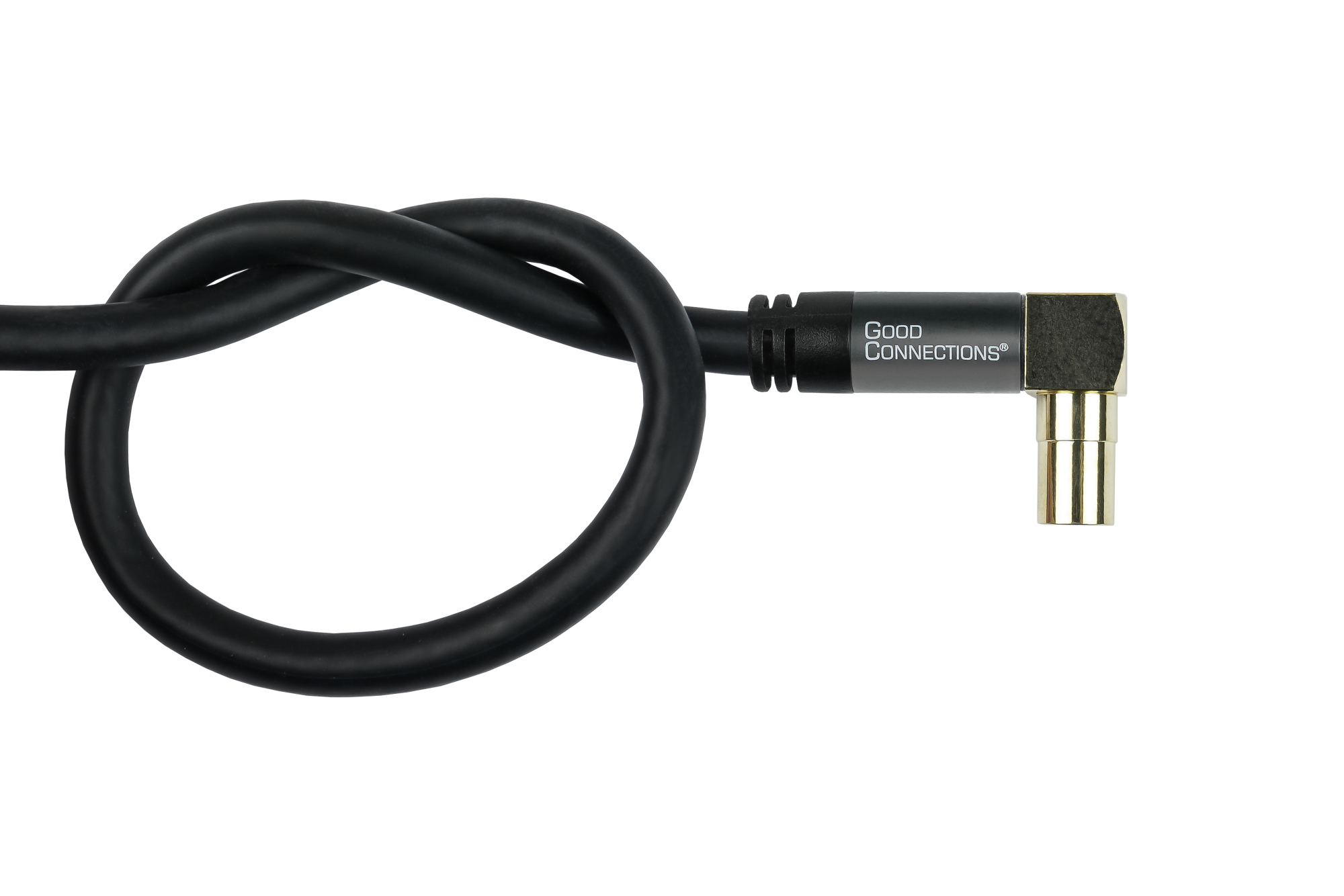 Antenna cable SmartFLEX, IEC/coax plug angled to socket, gold-plated, quad-shielded, shielding measure 120dB, black, 1,5m, Good Connections®