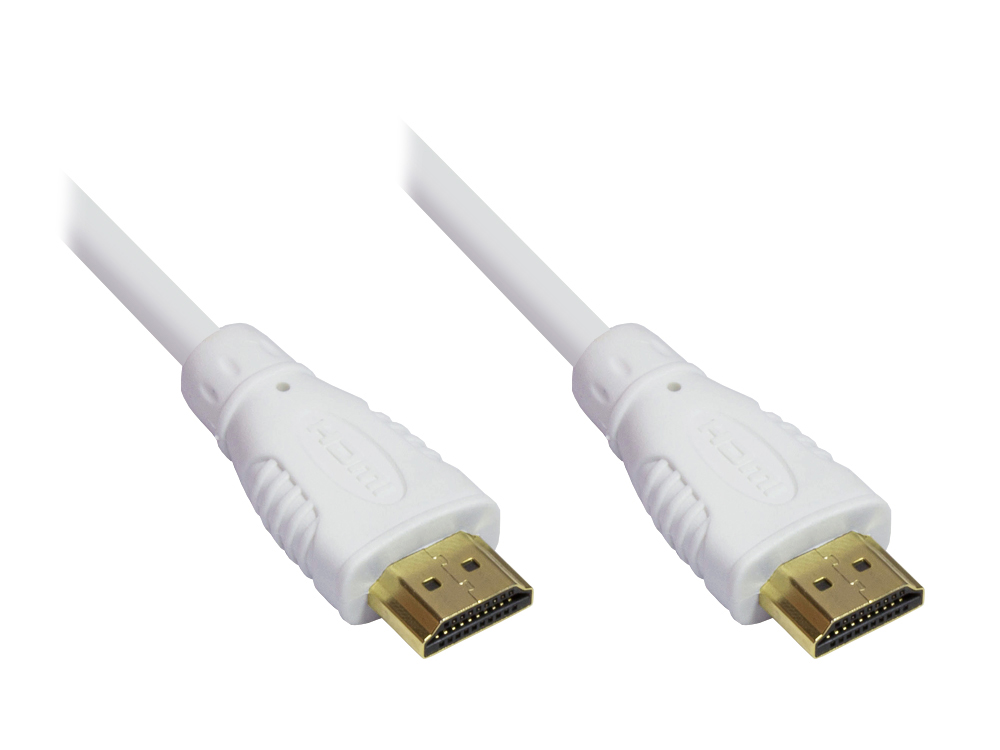Connection cable High-Speed-HDMI®-cable with Ethernet, gold-plated plugs, white, 0,5m, Good Connections®