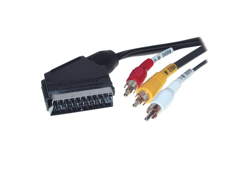 Scart  an 3 x Cinch, Länge: 2m