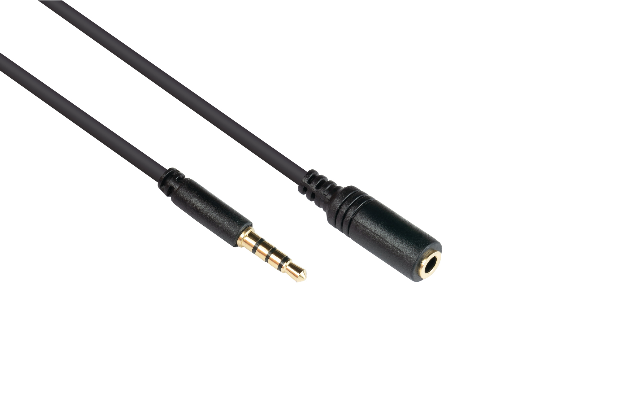 Jack plug extension (4-pin), gold-plated contacts, CU, black, 5m, Good Connections®