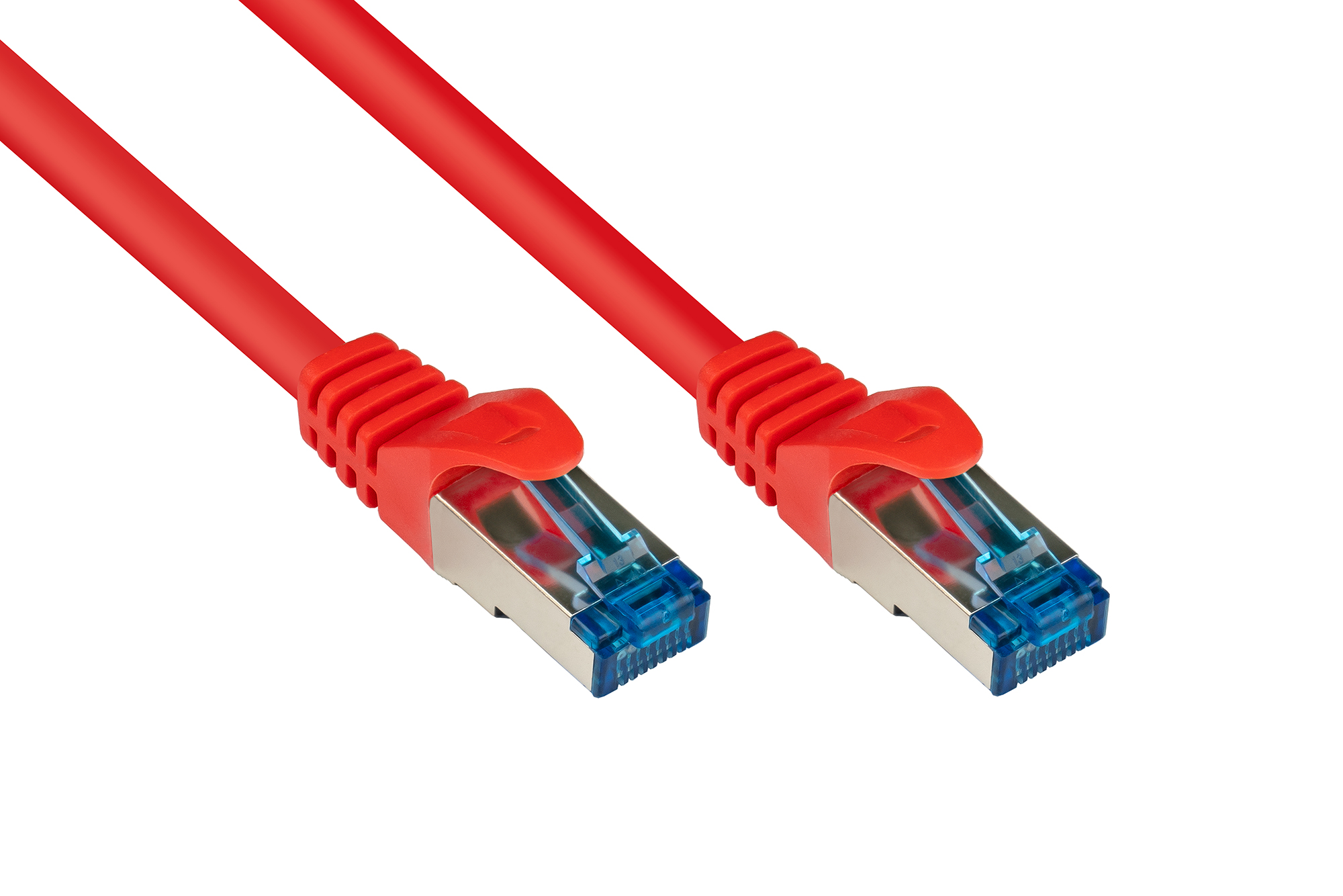 RNS® Patchkabel mit Rastnasenschutz, Cat. 6A, S/FTP, PiMF, halogenfrei, 500MHz, rot, 10m, Good Connections®
