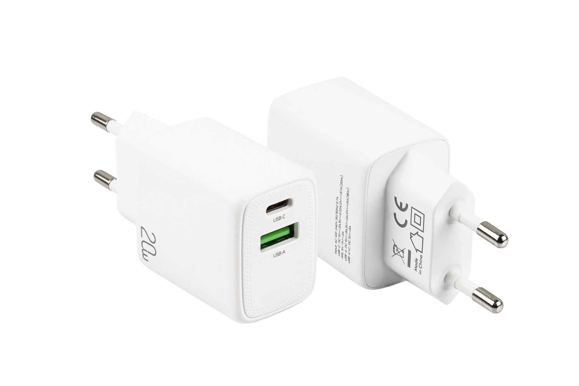 USB-Schnellladegerät 20W, 2-Port (1x USB A, 1x USB C™), PPS, PD 3.0, weiß, Good Connections®