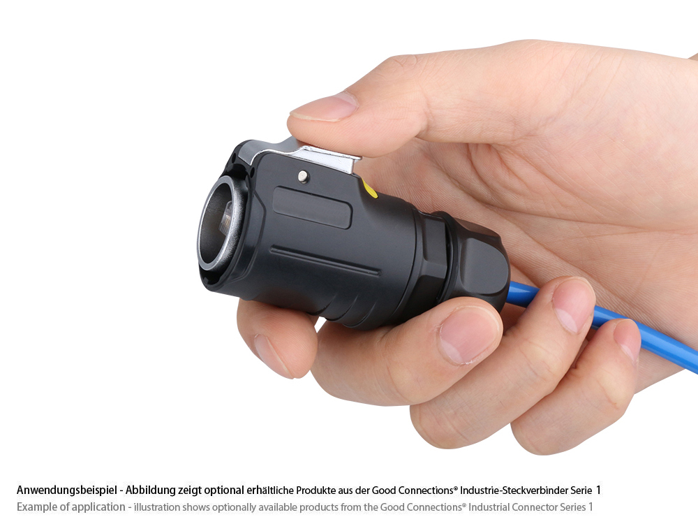 Industrial Connector S1 - Unequipped plug with click locking, cut-out for RJ45 connector, M24, IP65/67, Good Connections®
