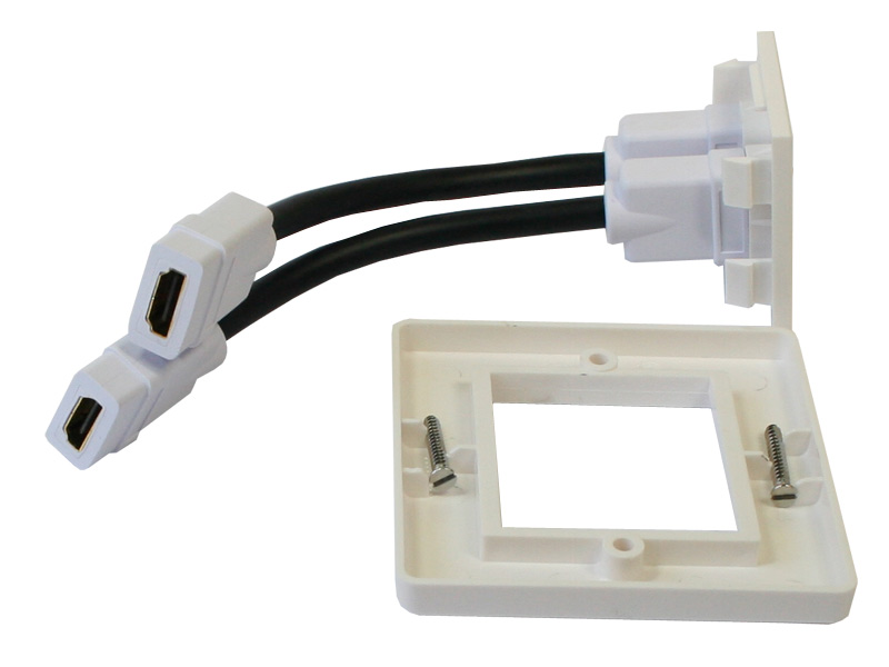 HDMI-Einbaurahmen/Anschlussdose, mit 2 HDMI Anschlüssen