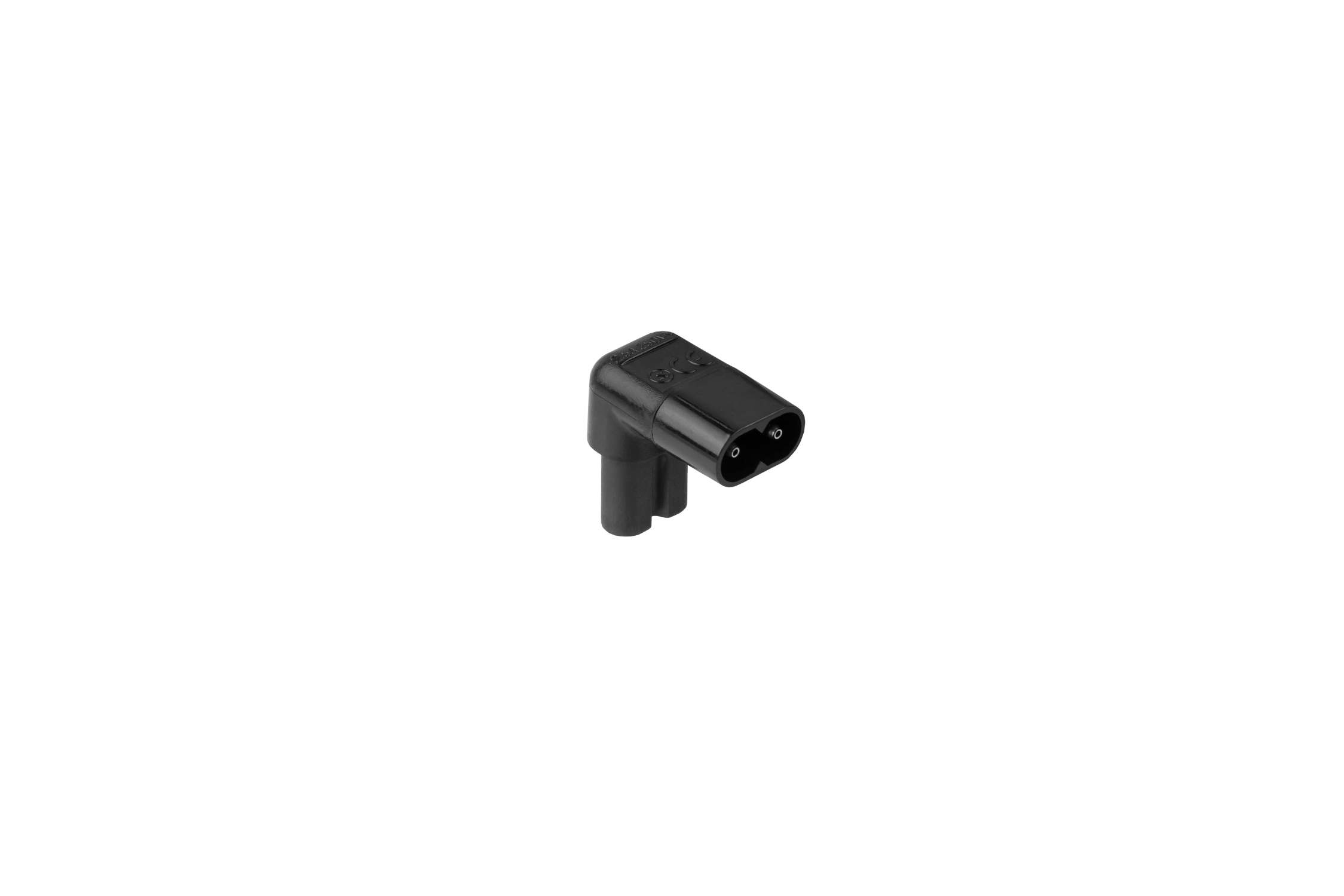 kabelmeister® power adapter plug C8 to C7/Euro 8 socket, angled top/bottom, black
