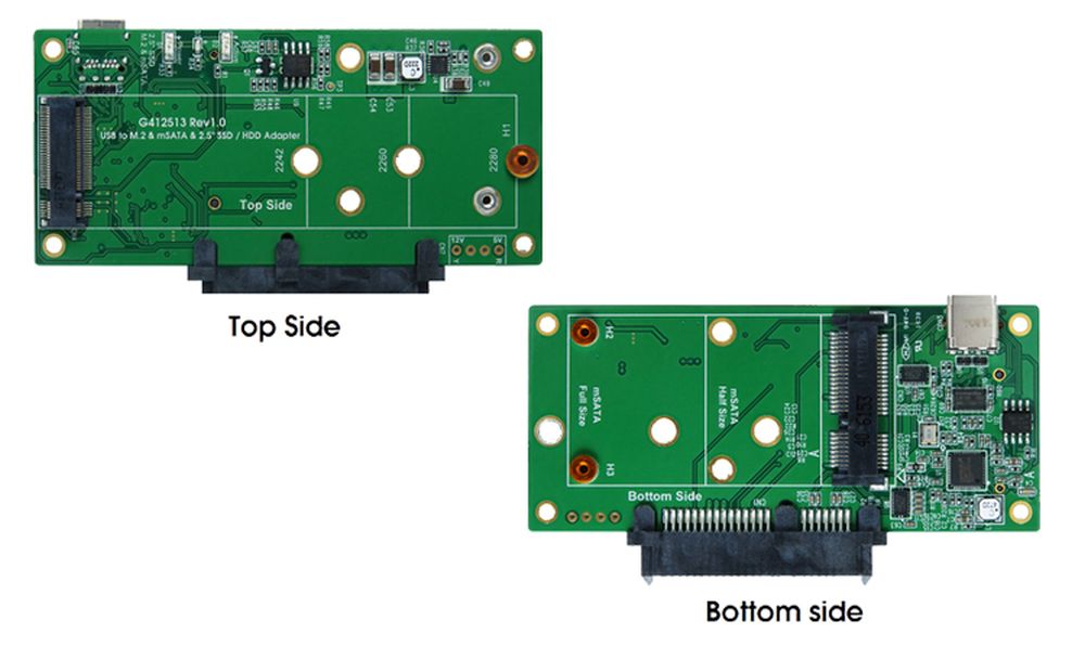 USB 3.1 (Gen.2) Micro-B zu M.2 NFGG & mSATA & SATA3 Karte, Exsys® [EX-3676]