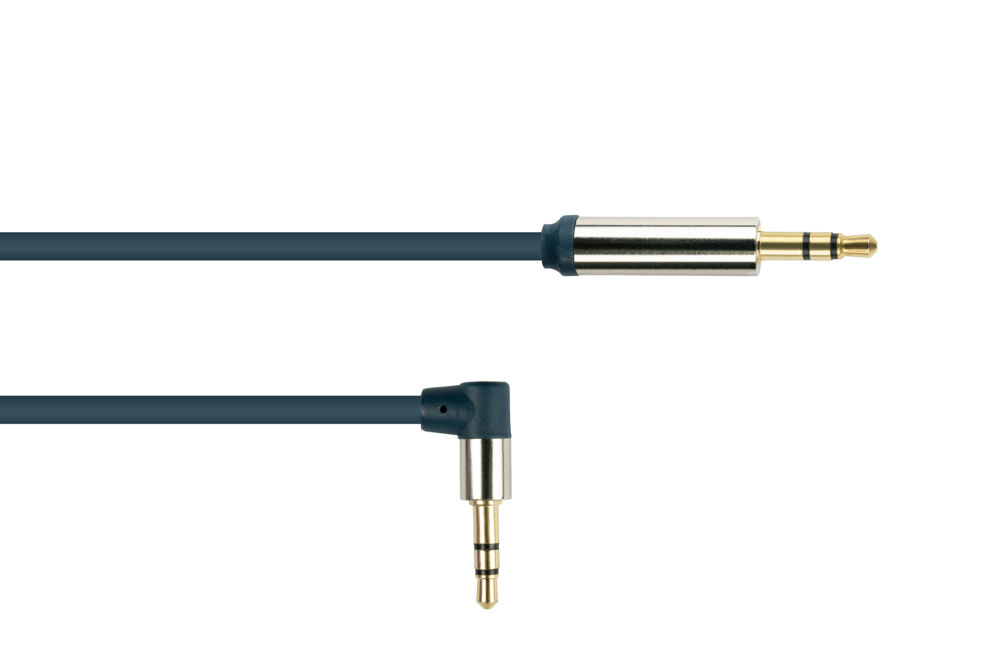 Audio connection cable SmartFLEX, High-Quality, 3-pin 3.5mm jack plug to jack plug angled, dark blue, 3m, Good Connections®