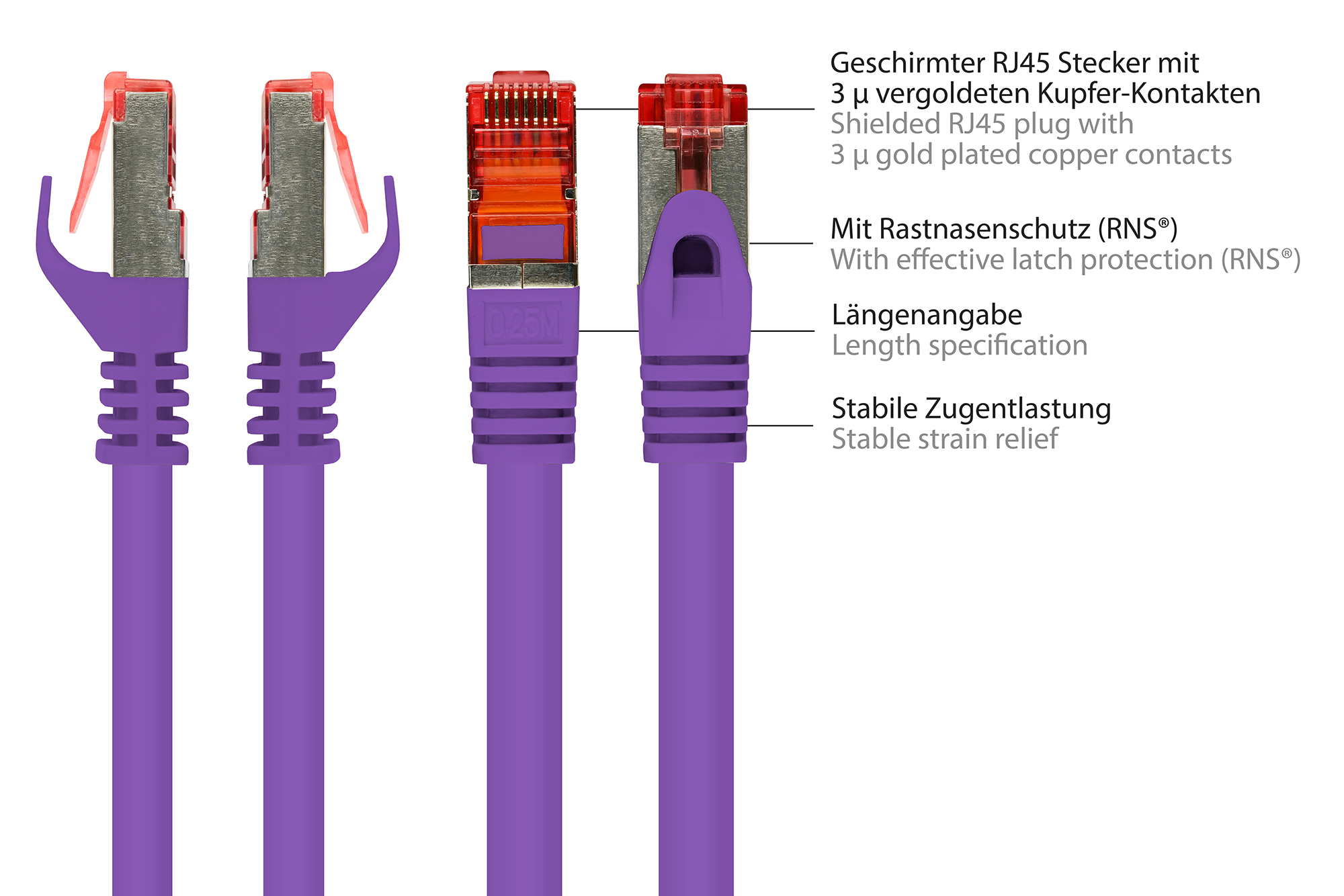 RNS® Patchkabel mit Rastnasenschutz, Cat. 6, S/FTP, PiMF, PV
