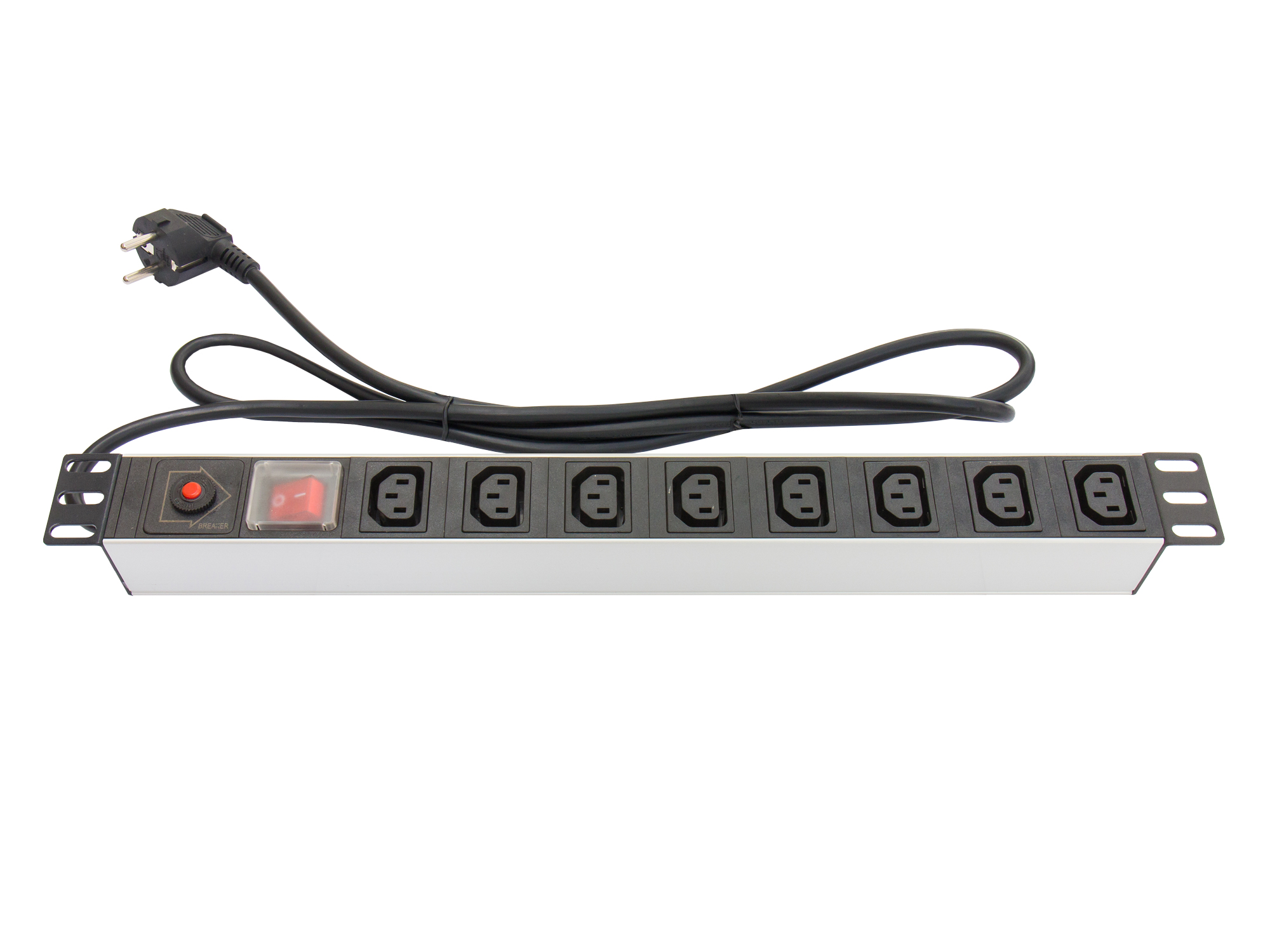 Steckdosenleiste 19", 1HE, Schutzkontakt-Stecker an 8x C13 K