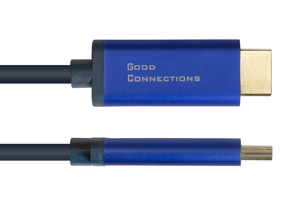 DisplayPort 1.4 to HDMI 2.0 SmartFLEX cable, 4K UHD @60Hz, aluminum housing, CU, dark blue, 2m, Good Connections®