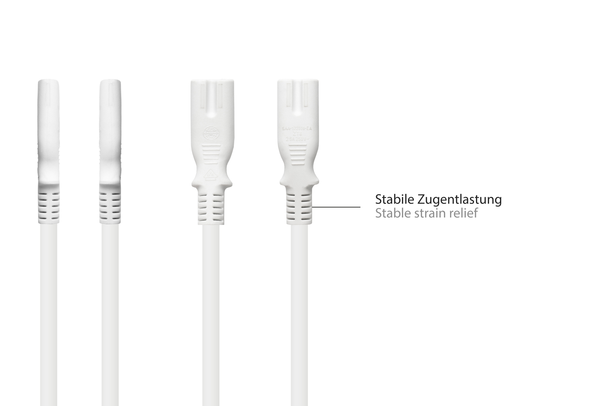 Euro-Netzkabel Euro-Stecker Typ C (gerade) an C7/Euro 8 Buchse (gerade), weiß, 0,75 mm², 3 m, Good Connections®