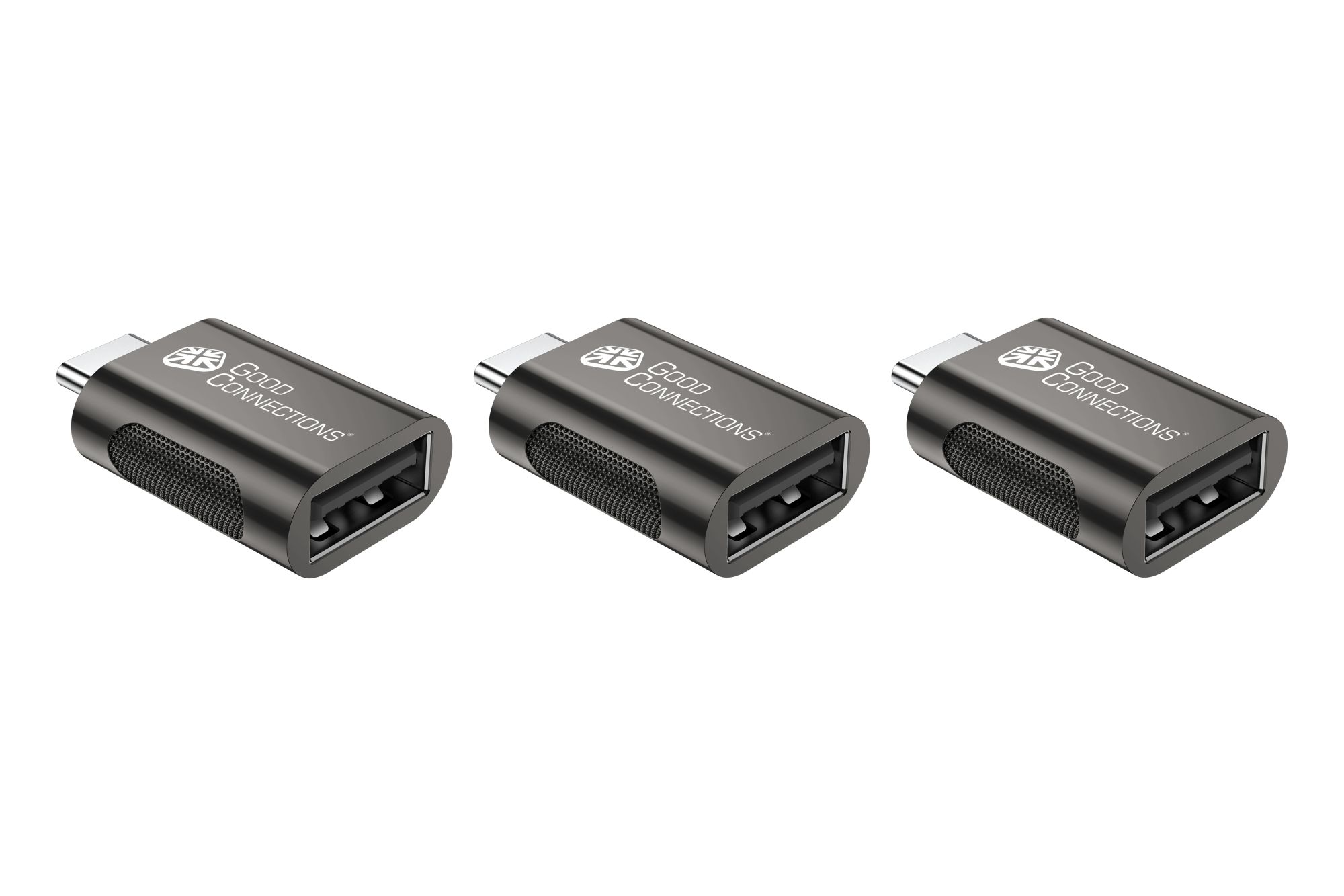 Adapter USB 3.2 Gen.1 / USB 3.0 plug C™ to USB-A socket, galvanized metal housing, anthracite, Good Connections®