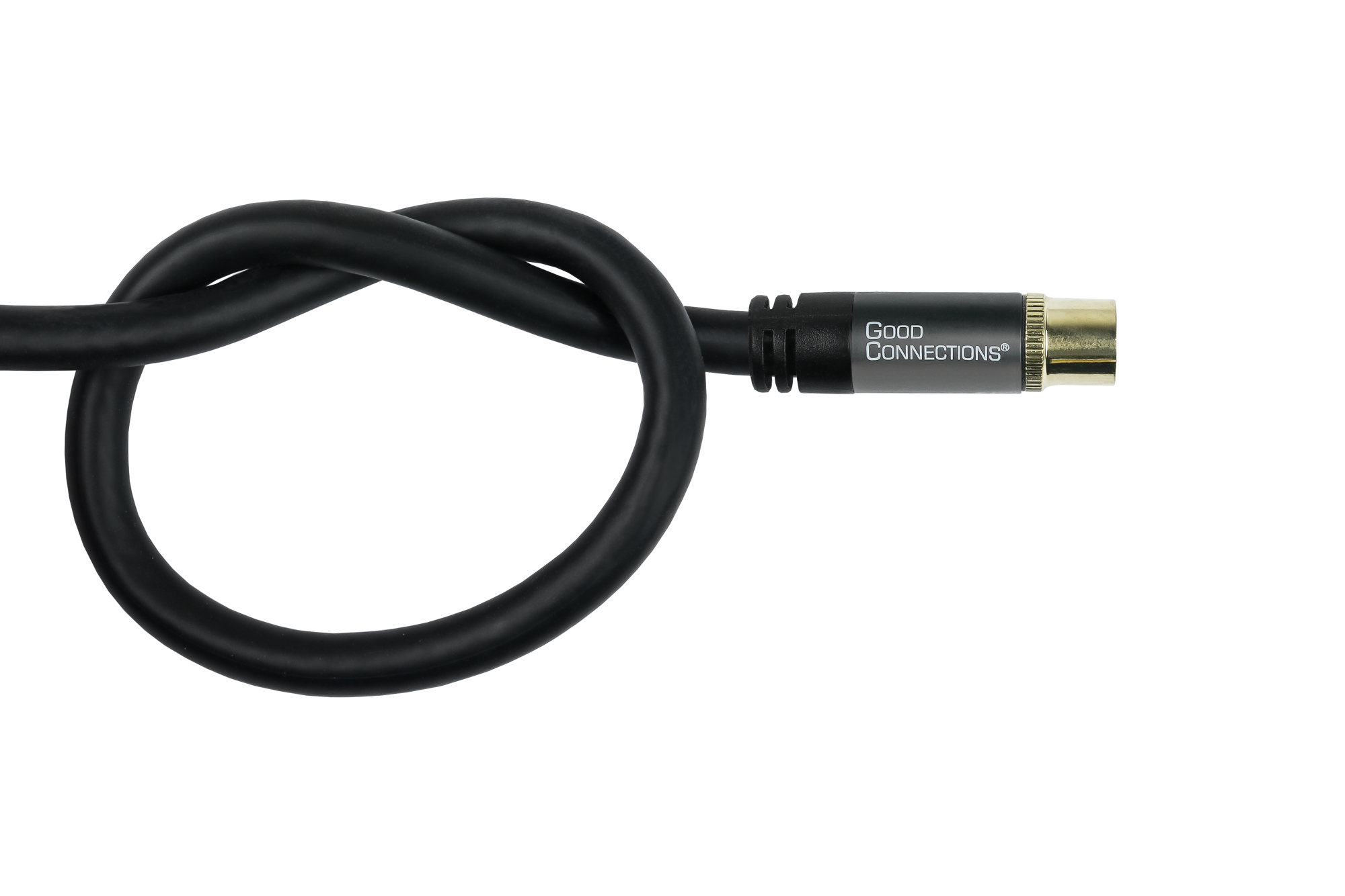 Antenna cable SmartFLEX, IEC/coax plug angled to socket, gold-plated, quad-shielded, shielding measure 120dB, black, 7,5m, Good Connections®