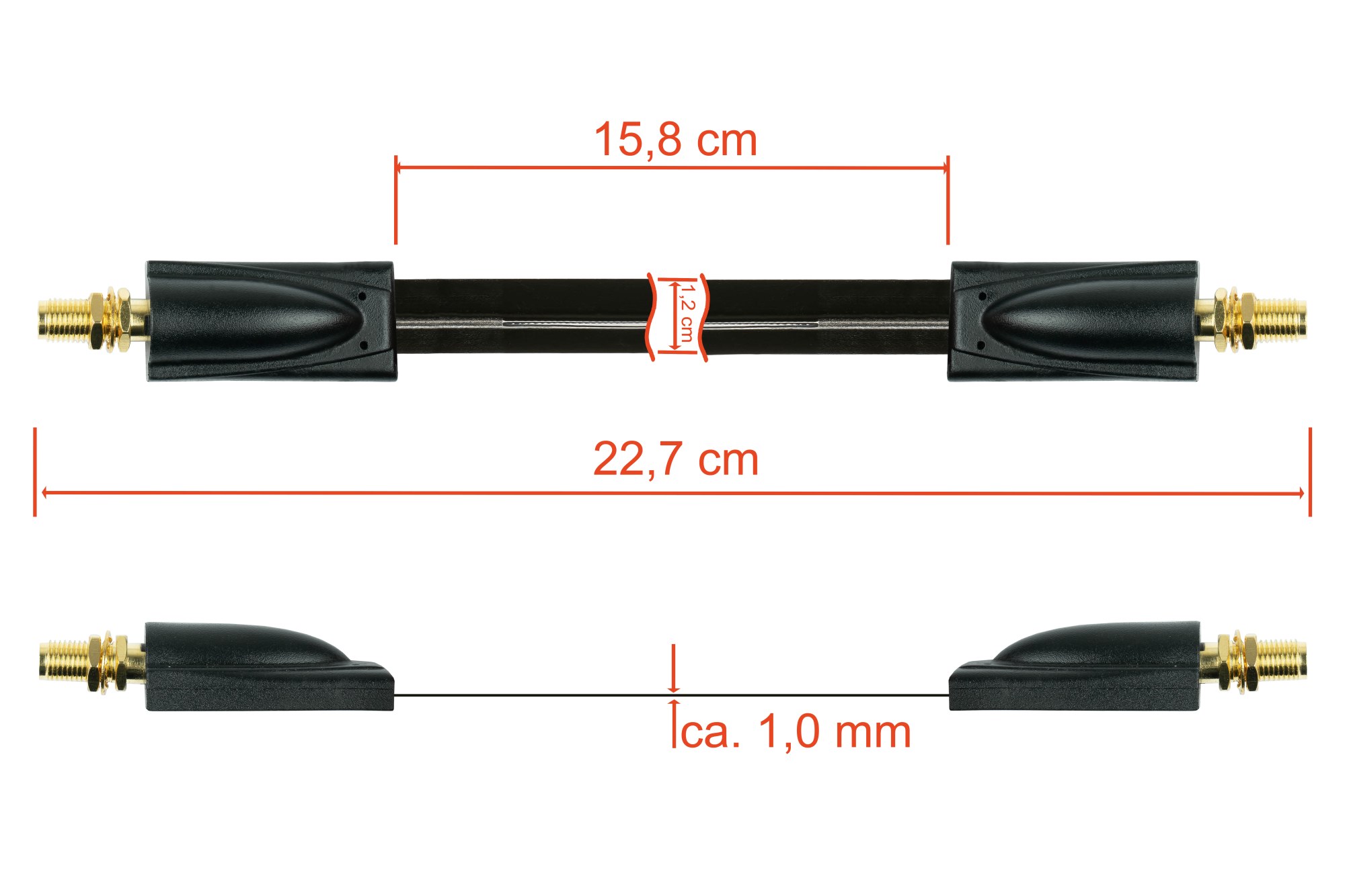 kabelmeister® Coaxial RF window feedthrough, SMA socket to SMA socket, black, 0,2m