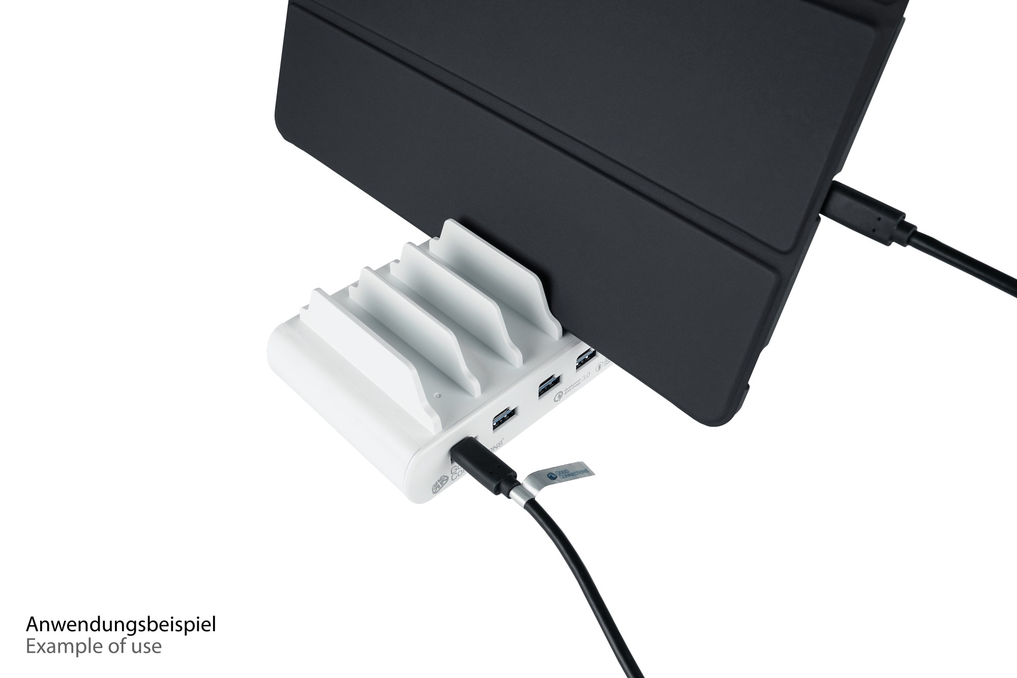 USB desktop fast charging station 110W, 10-port (5x USB-C™ and 5x USB-A), PD 3.0, QC 3.0, white, Good Connections®