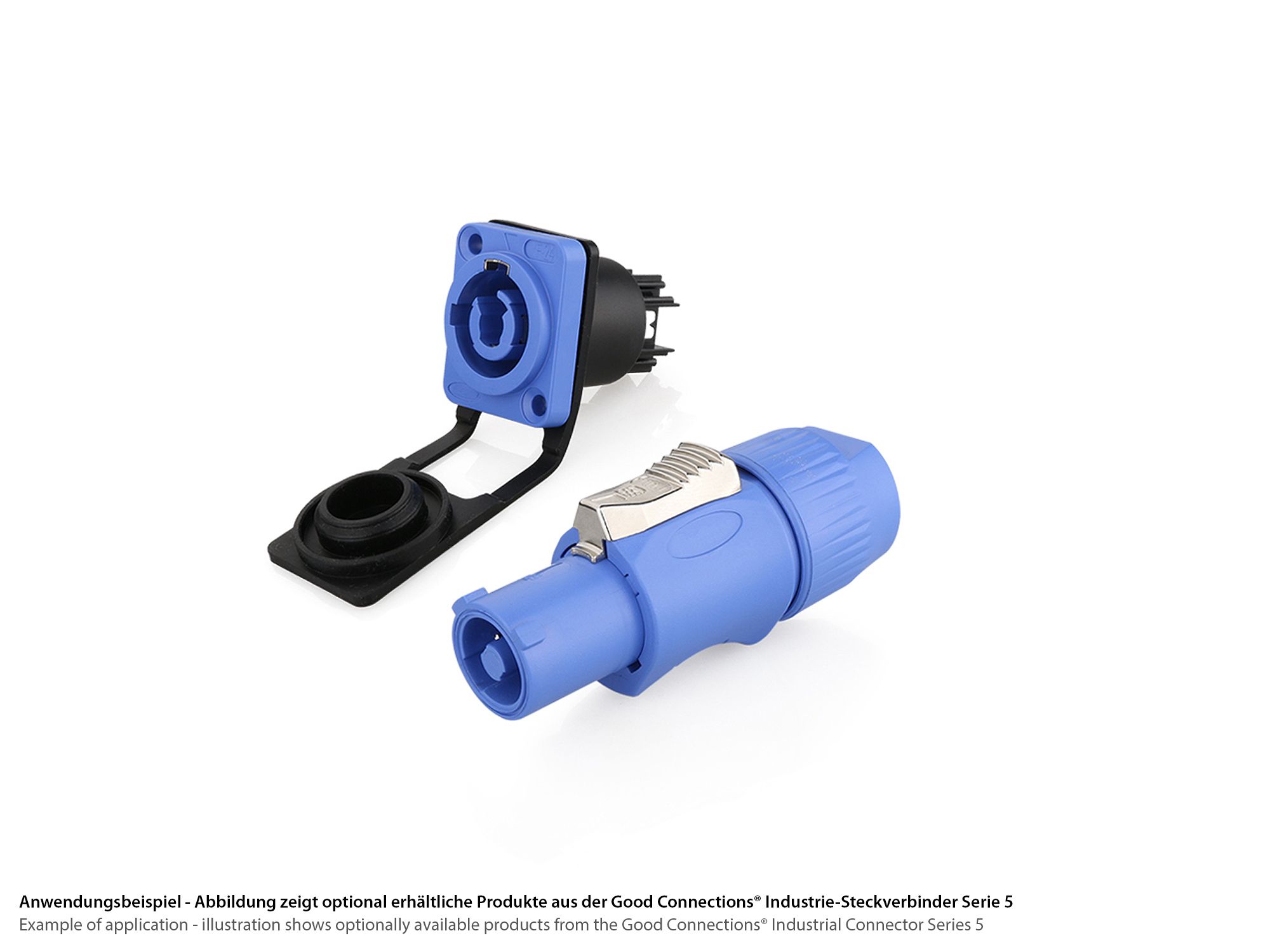 Power connector (Power-In) 3-pin with lock, blue, Good Connections®