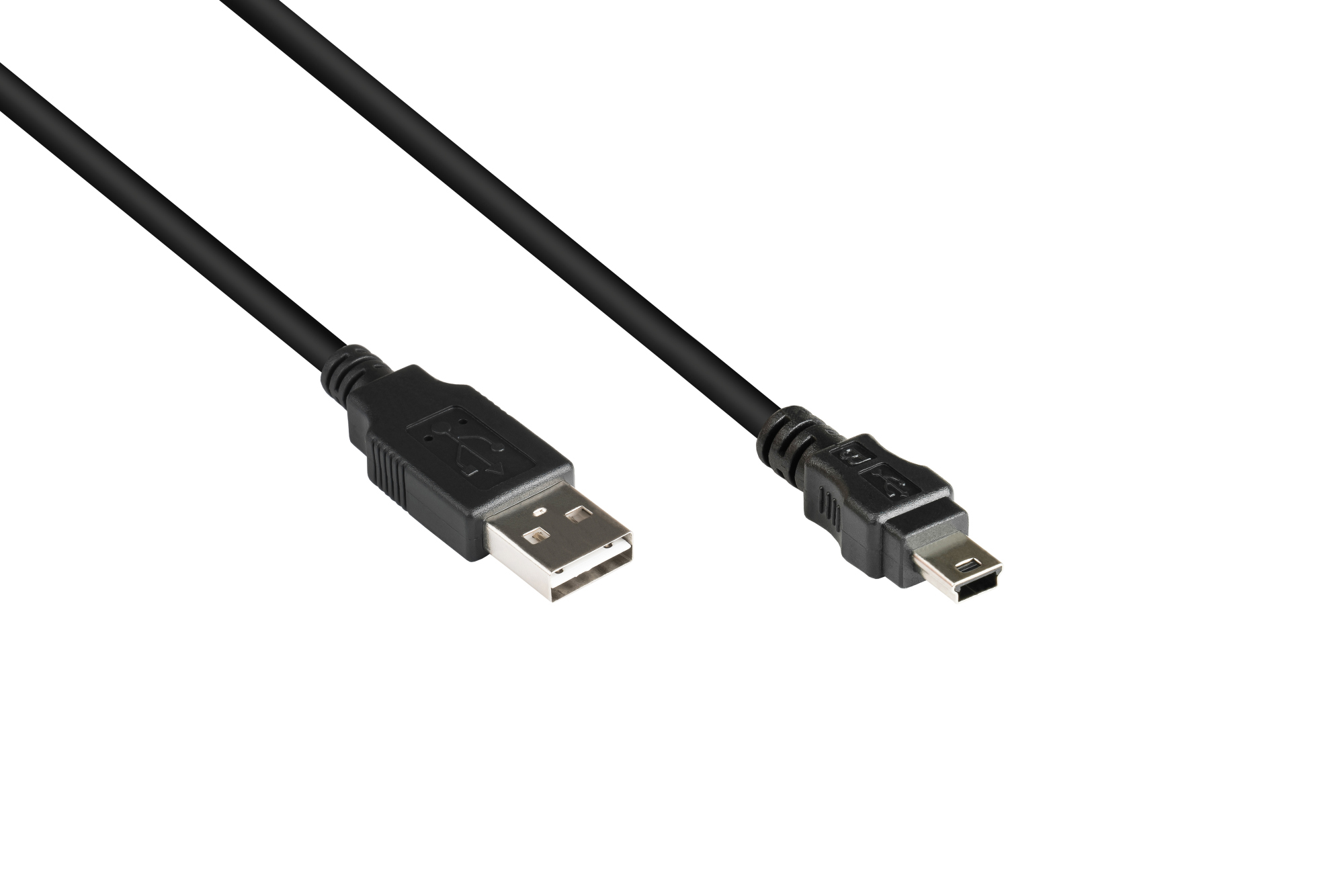 Connection cable USB 2.0 EASY plug A to Mini B plug, black, 0,5m, Good Connections®