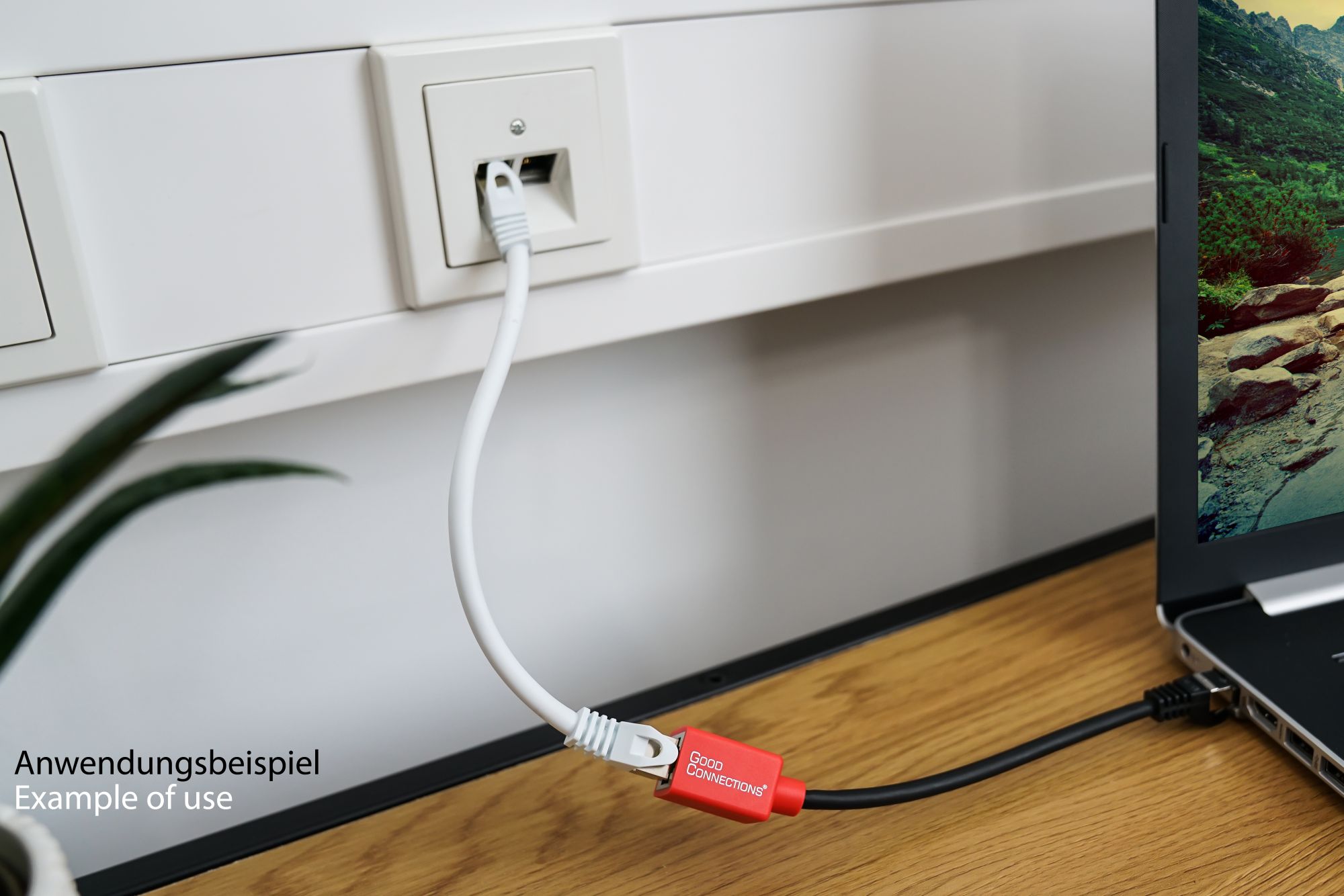 Geräteschutzadapter für RJ45-Anschlüsse (Break-Away-Adapter), schwarz, 20cm, Good Connections®