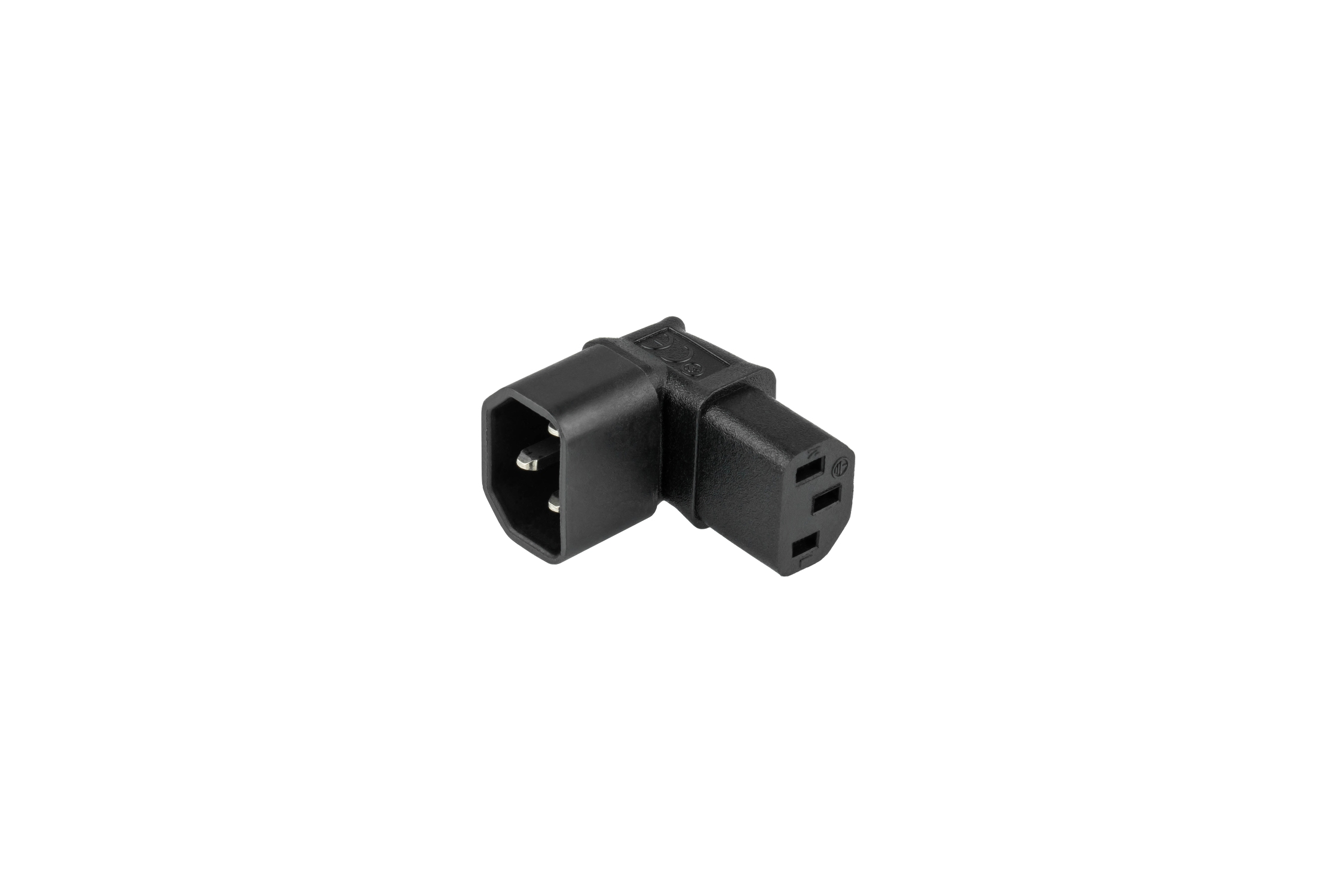 kabelmeister® Power adapter IEC plug C14 to IEC socket C13, angled top/bottom, black