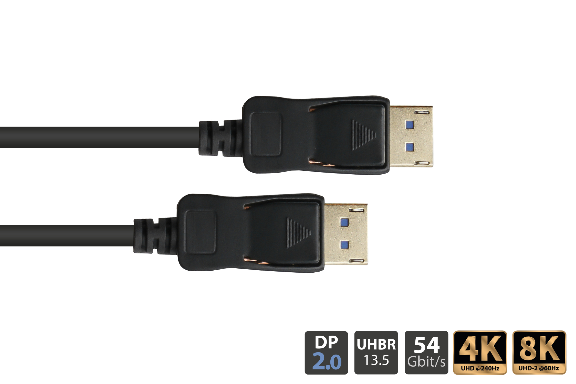DisplayPort 2.0 cable, 54 Gbit/s, UHBR 13.5, 4K @240Hz / 8K @60Hz, CU, black, 1m, Good Connections®