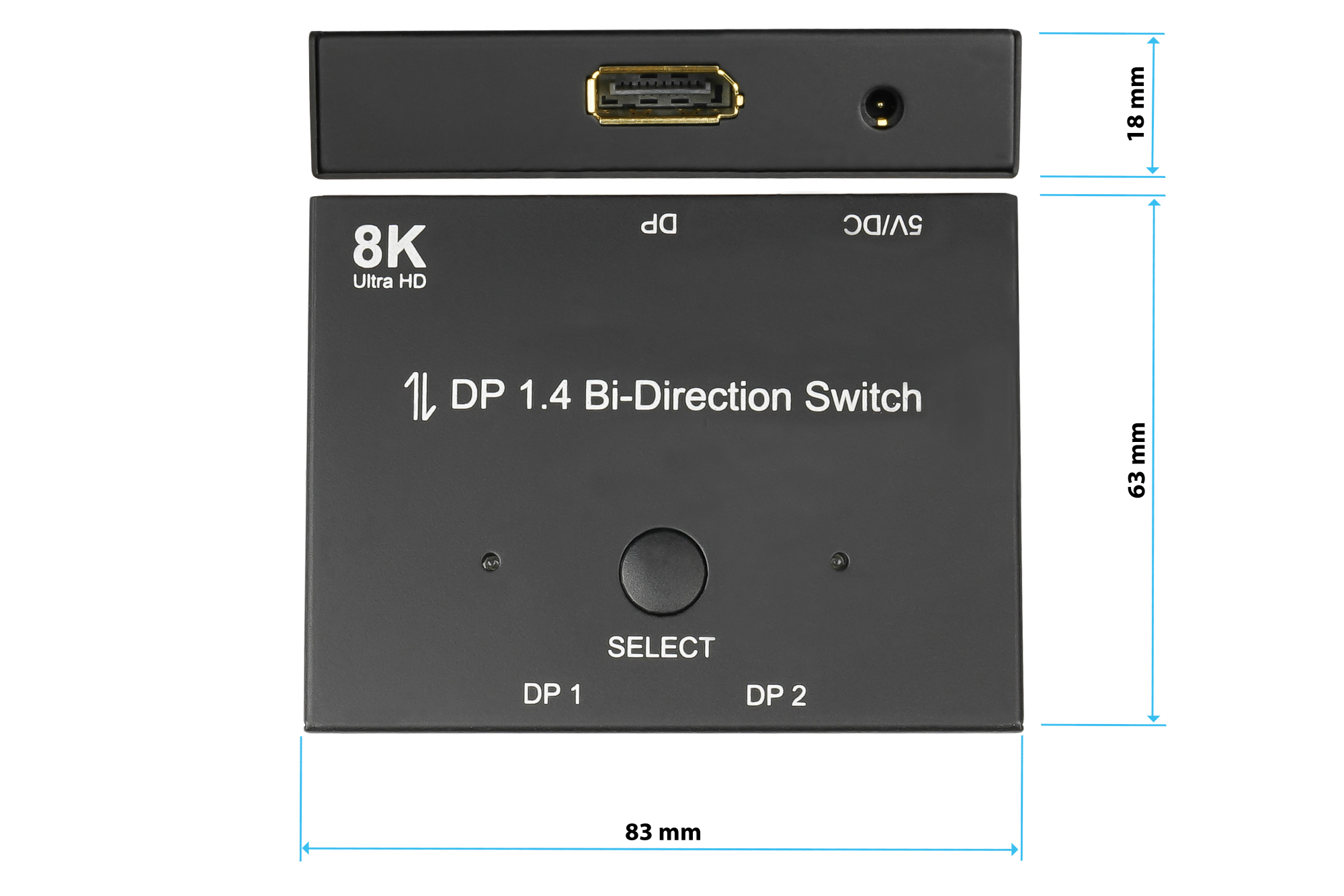 DisplayPort 1.4 Switch, 2-way, bidirectional, 8K @30Hz, Good Connections®