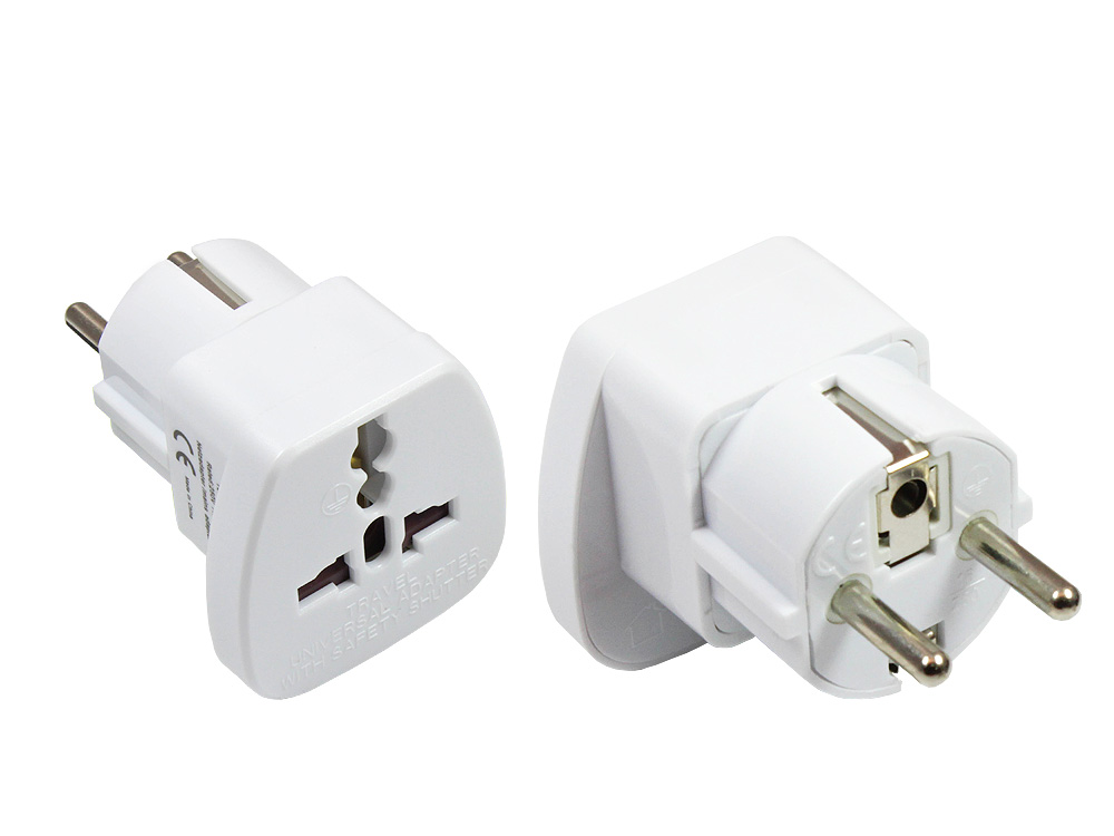 Universal Adapter Buchse an Schutzkontakt-Stecker für UK, Schweiz, Italien, USA, Dänemark, Good Connections®